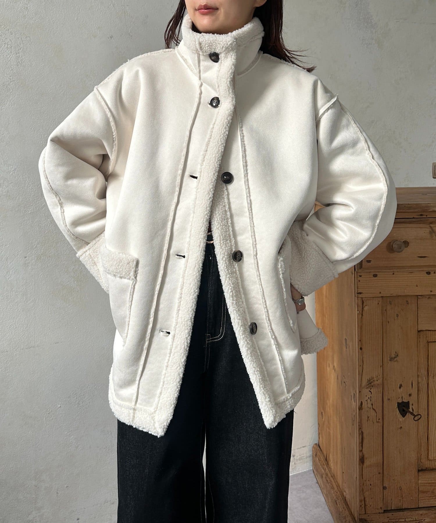 Thevon.(ゼヴォン) Fムートンミドルブルゾン