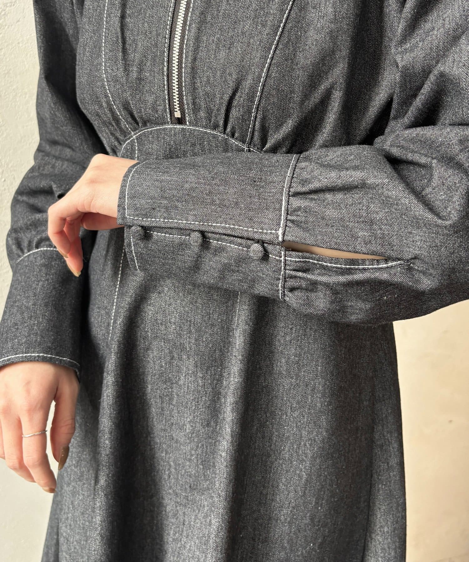 Thevon.(ゼヴォン) パフスリーブデニムマーメイドワンピース