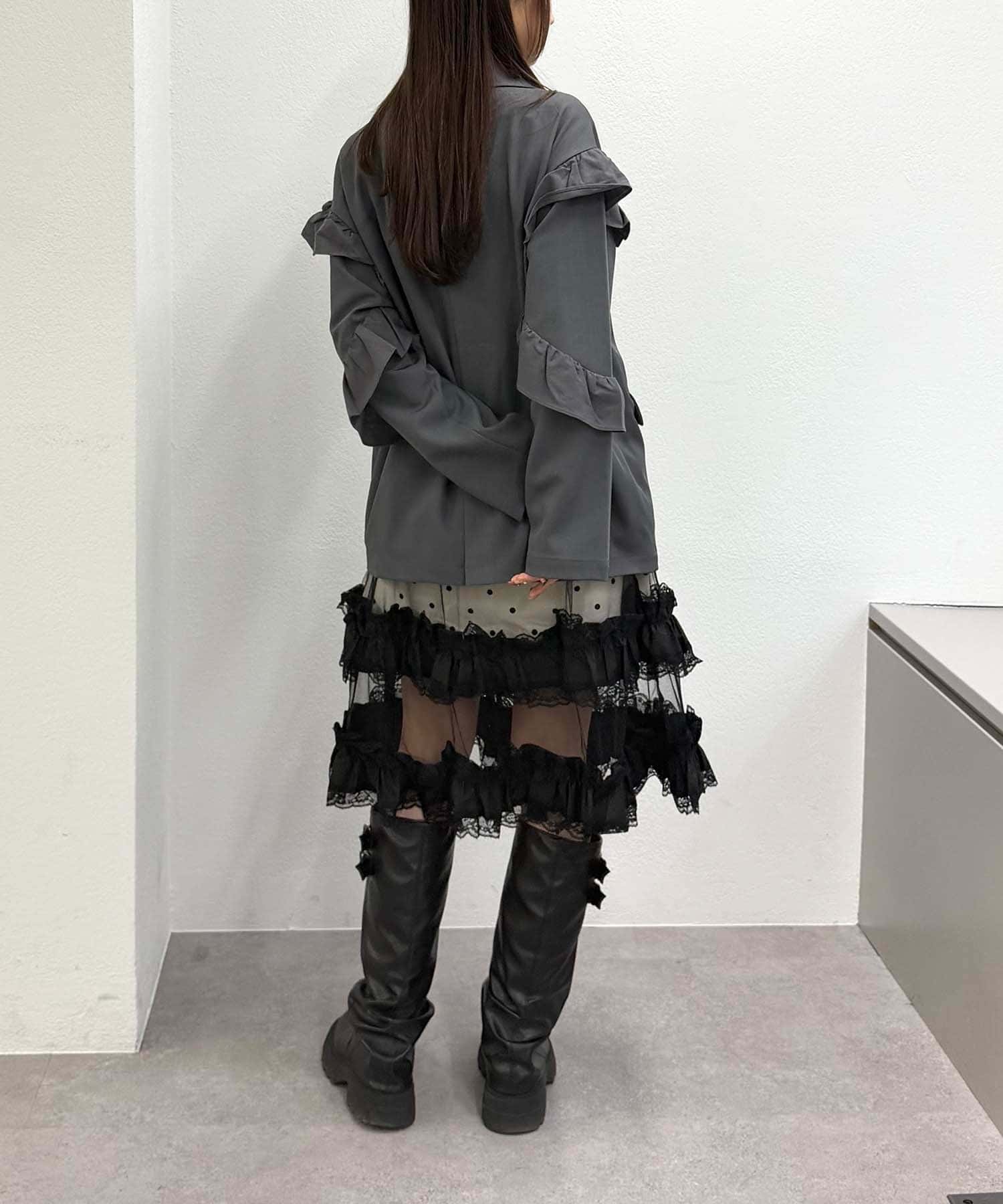 w closet(ダブルクローゼット) 【Sサイズ・Mサイズ展開】フリルテーラードジャケット