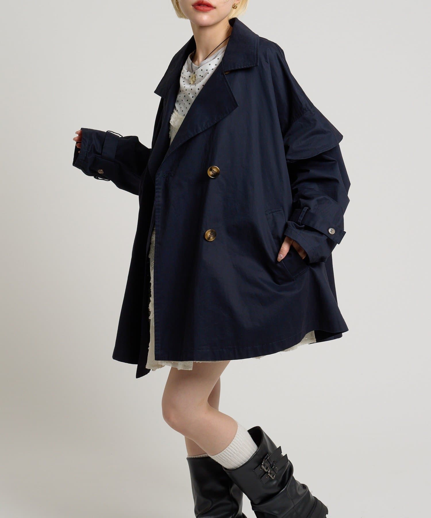 w closet(ダブルクローゼット) フリルトレンチコート