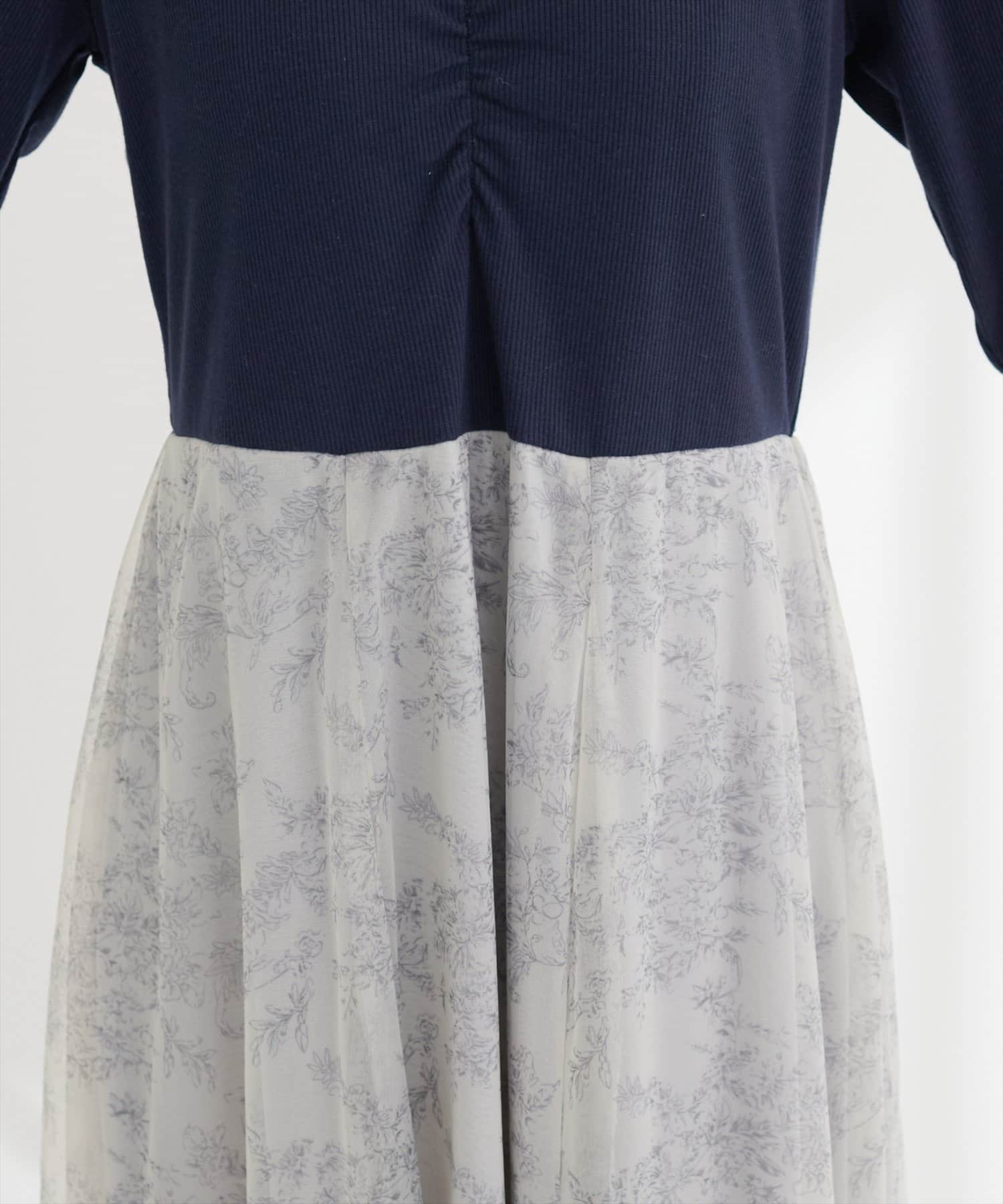 natural couture(ナチュラルクチュール) 花柄チュールワンピース