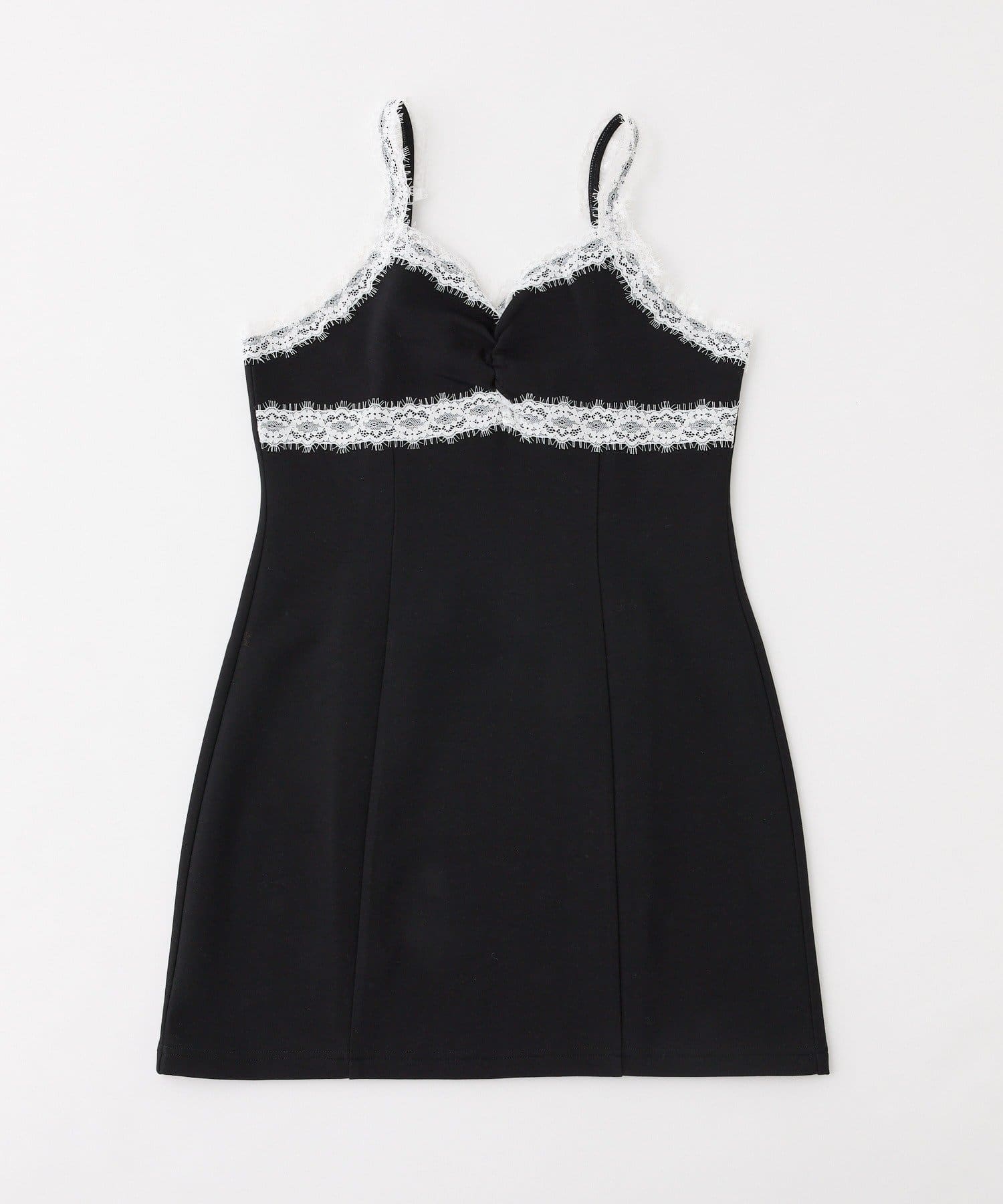 one after another NICE CLAUP(ワンアフターアナザー ナイスクラップ) 【セットアップ可能】レース付きカットキャミワンピース