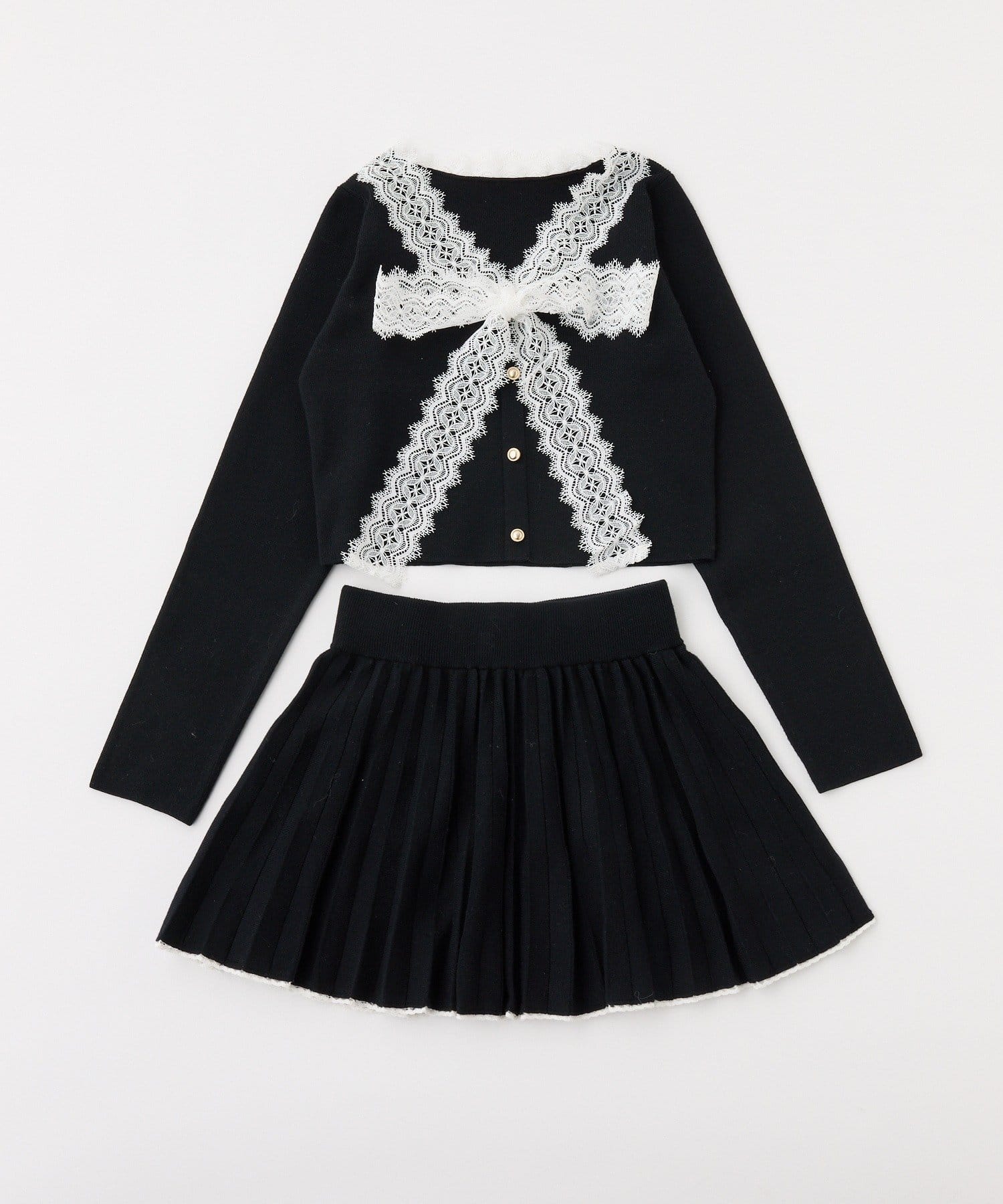 one after another NICE CLAUP(ワンアフターアナザー ナイスクラップ) レースボウタイニットセットアップ