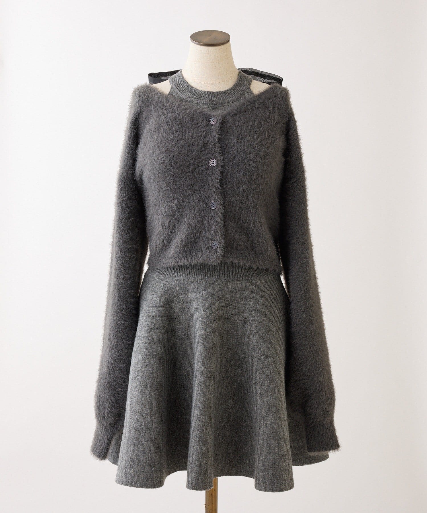 one after another NICE CLAUP(ワンアフターアナザー ナイスクラップ) 【お気に入り総選挙2位】2wayファザーカーデSET後ろリボンニットミニワンピ