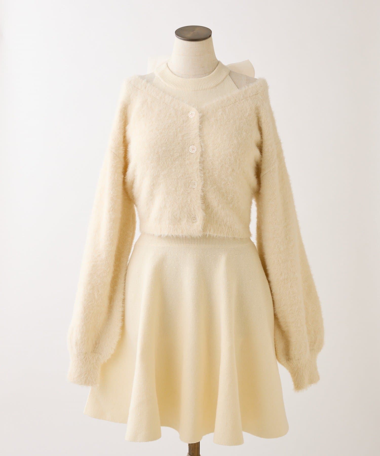 one after another NICE CLAUP(ワンアフターアナザー ナイスクラップ) 【お気に入り総選挙2位】2wayファザーカーデSET後ろリボンニットミニワンピ