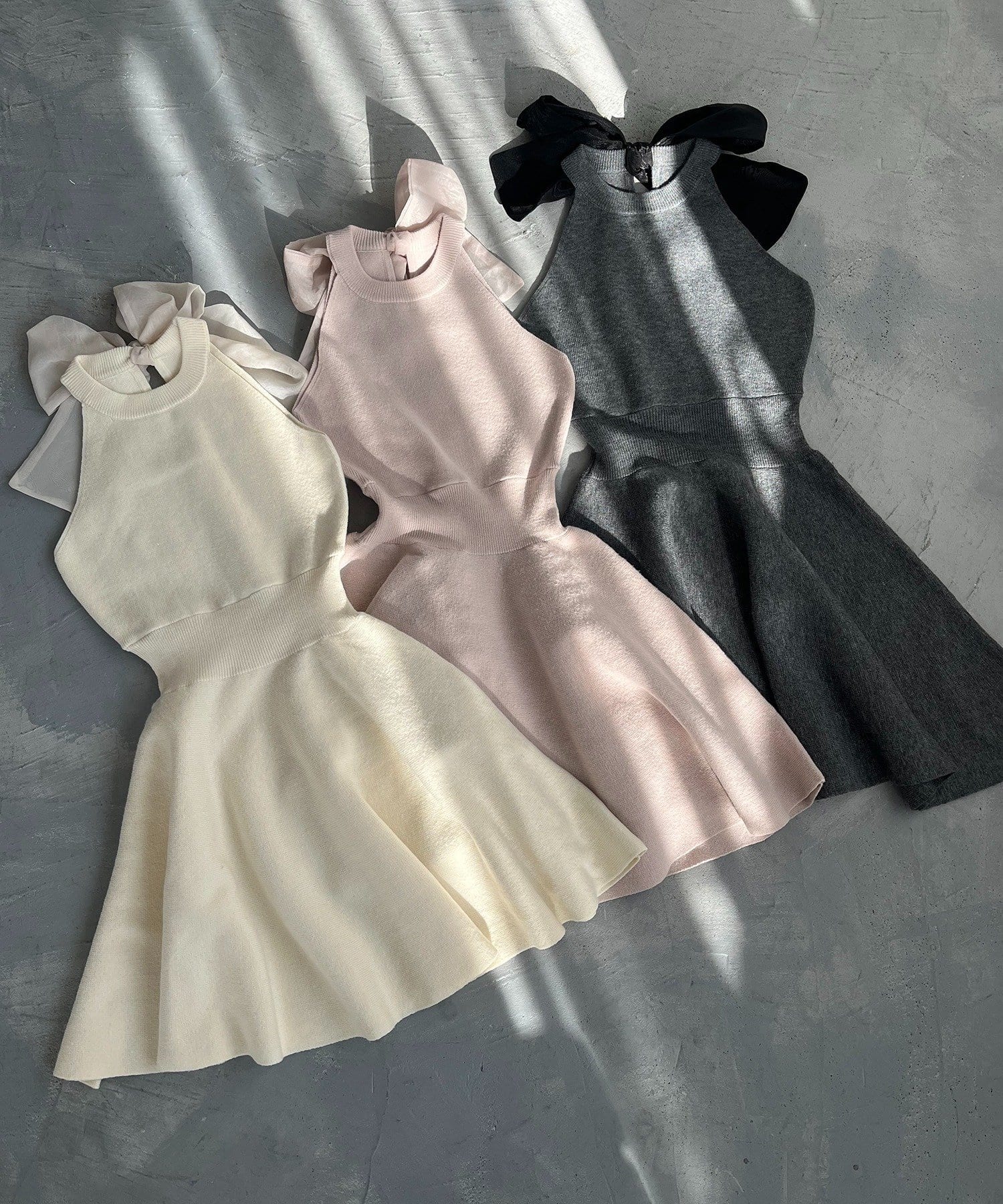 one after another NICE CLAUP(ワンアフターアナザー ナイスクラップ) 【お気に入り総選挙2位】2wayファザーカーデSET後ろリボンニットミニワンピ