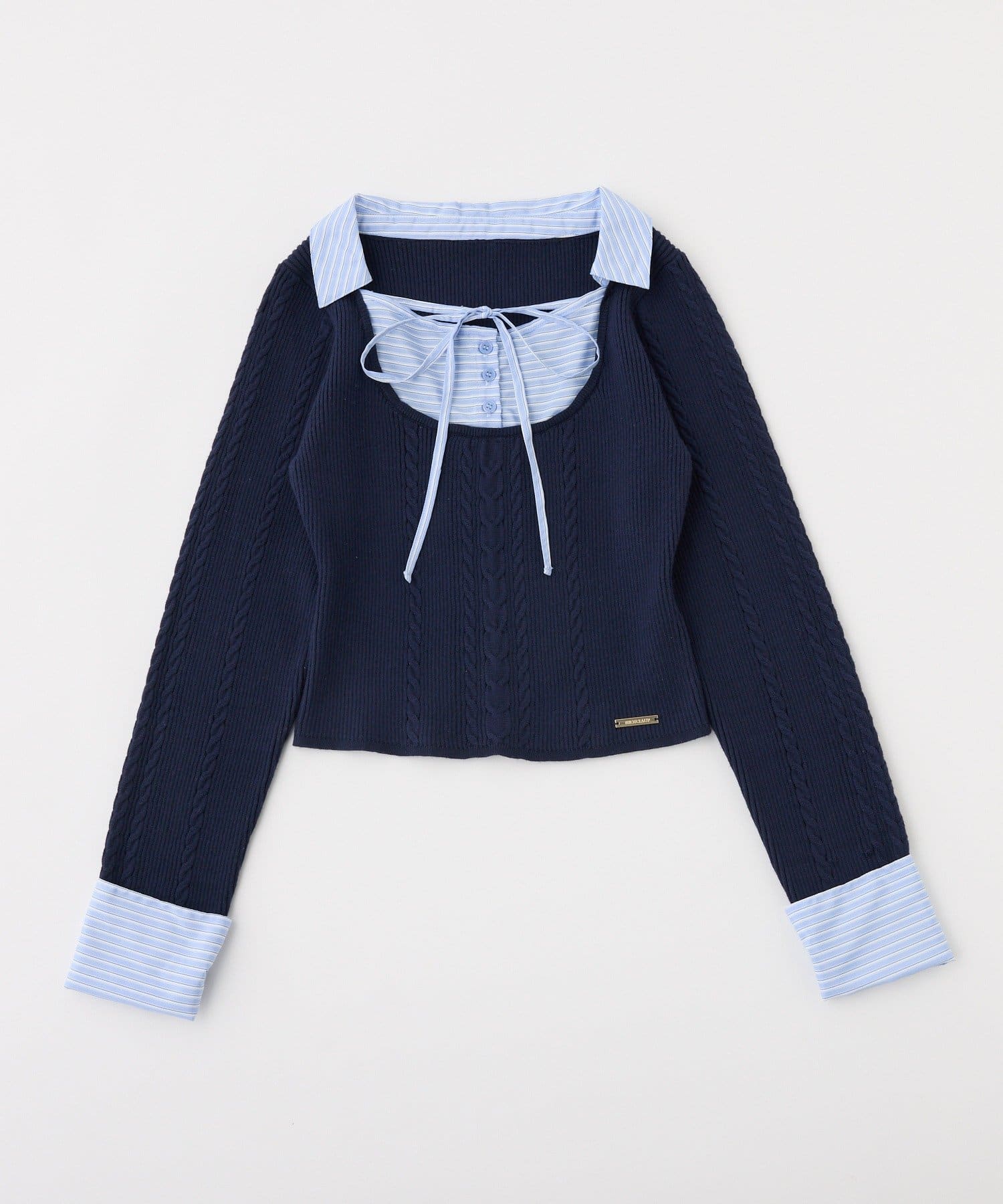 one after another NICE CLAUP(ワンアフターアナザー ナイスクラップ) 【お気に入り総選挙1位】シャツドッキングレイヤード風ニット