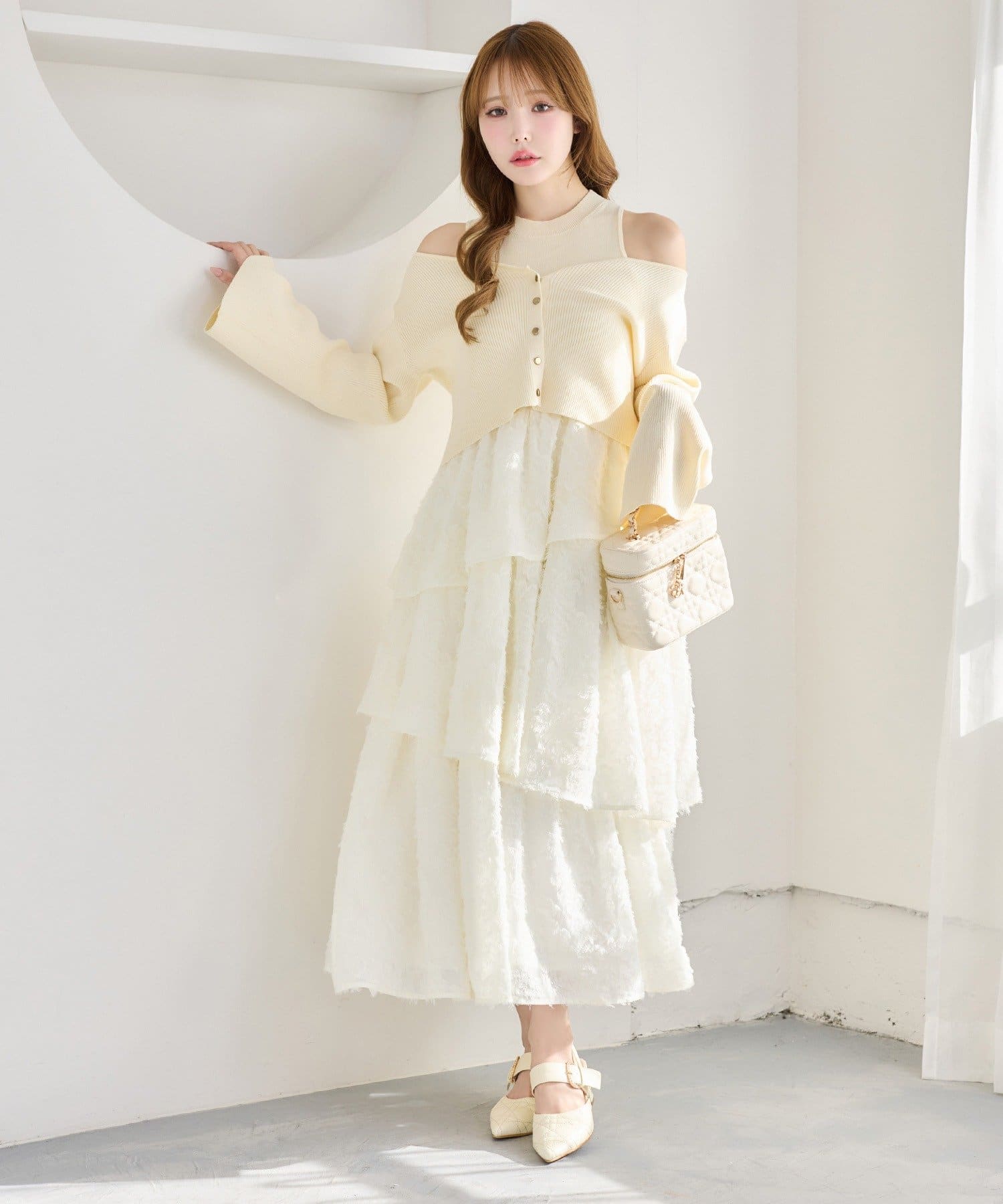 one after another NICE CLAUP(ワンアフターアナザー ナイスクラップ) カーデセットドッキングティアードワンピ