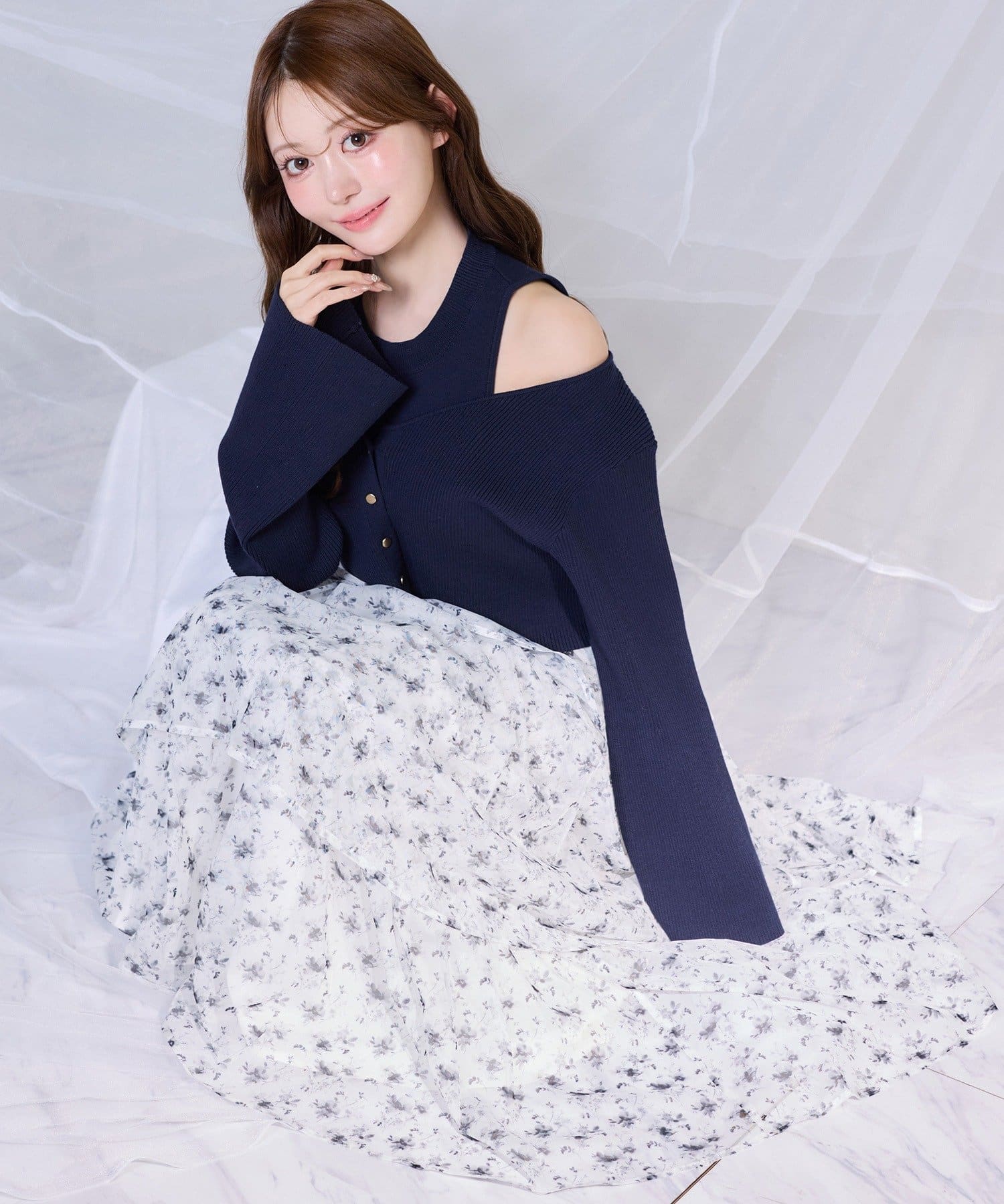 one after another NICE CLAUP(ワンアフターアナザー ナイスクラップ) カーデセットドッキングティアードワンピ