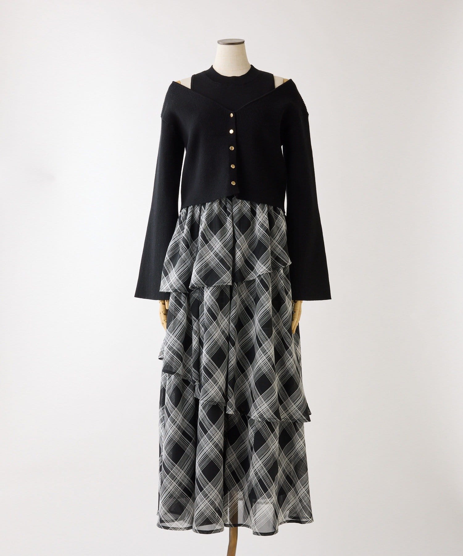 one after another NICE CLAUP(ワンアフターアナザー ナイスクラップ) カーデセットドッキングティアードワンピ