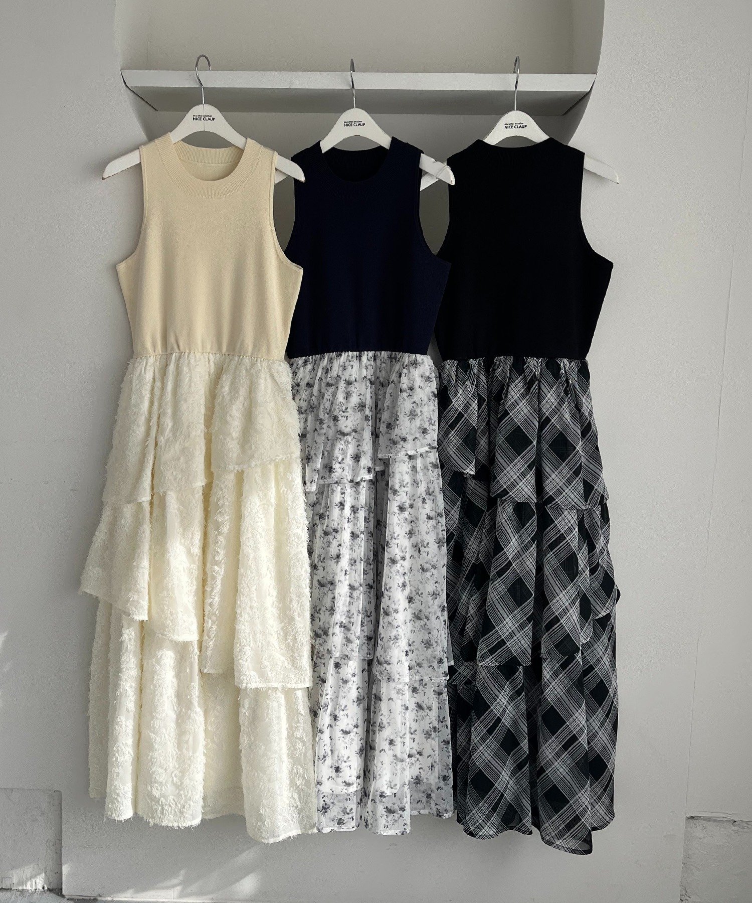 one after another NICE CLAUP(ワンアフターアナザー ナイスクラップ) カーデセットドッキングティアードワンピ