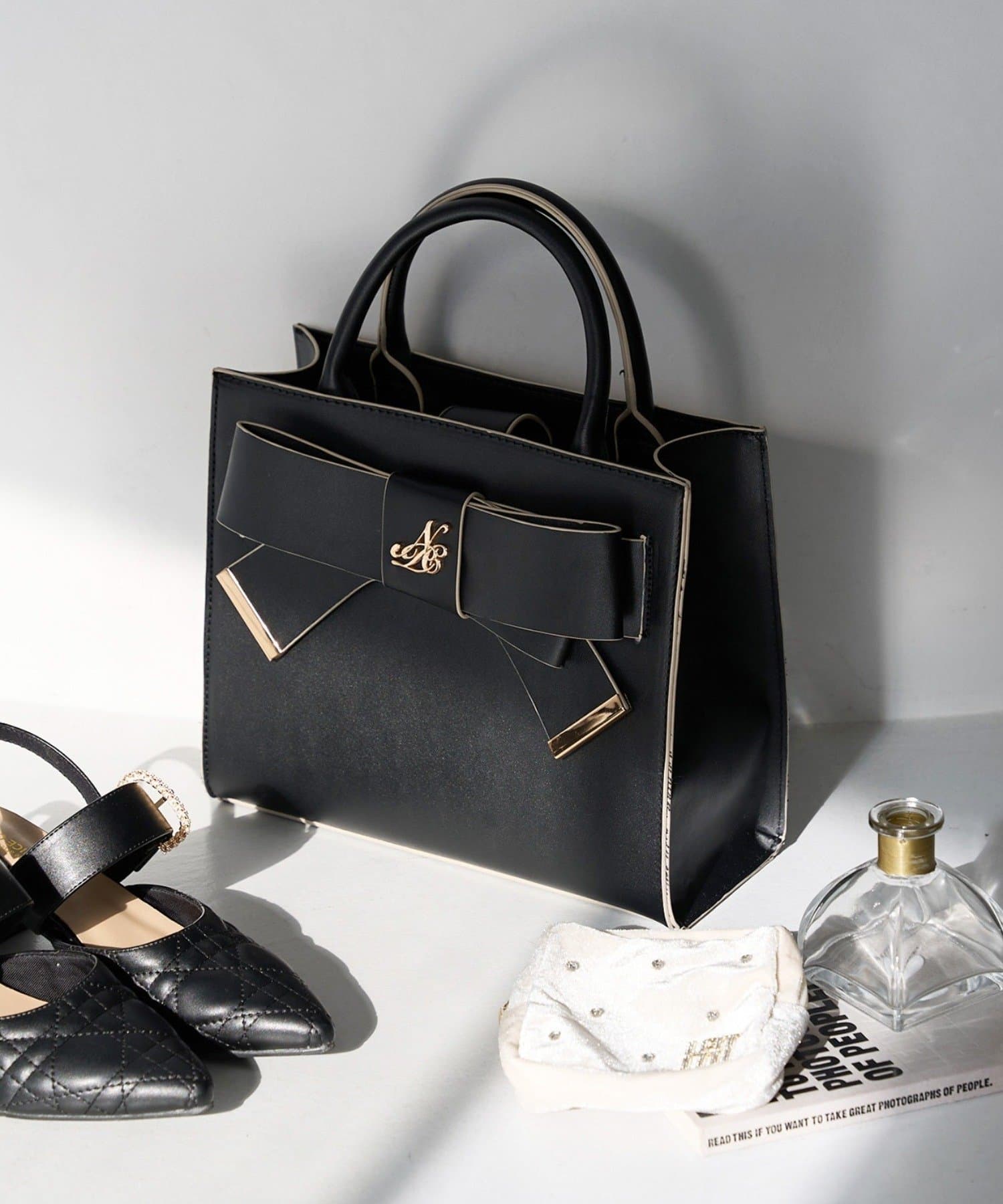 one after another NICE CLAUP(ワンアフターアナザー ナイスクラップ) 【WEB限定】リボンモチーフトートバッグ／ショルダーにもなる