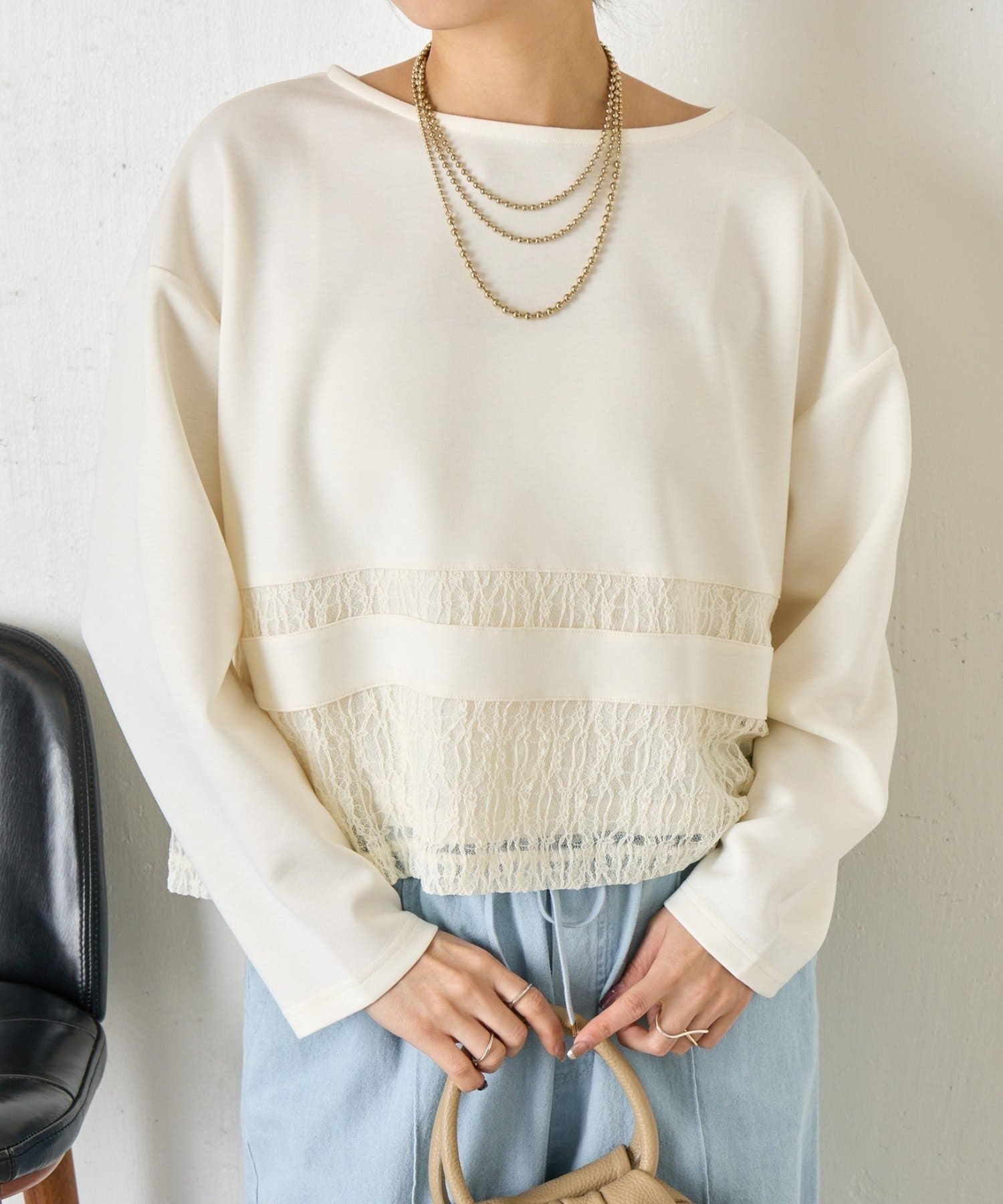 Jena　espace merveilleux(ジェナ　エスパスメルヴェイユ) レース切替プルオーバー