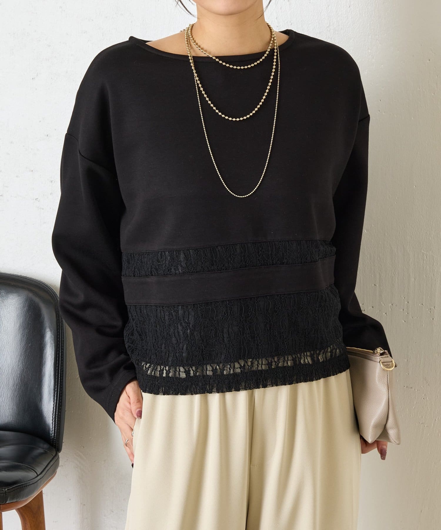 Jena　espace merveilleux(ジェナ　エスパスメルヴェイユ) レース切替プルオーバー