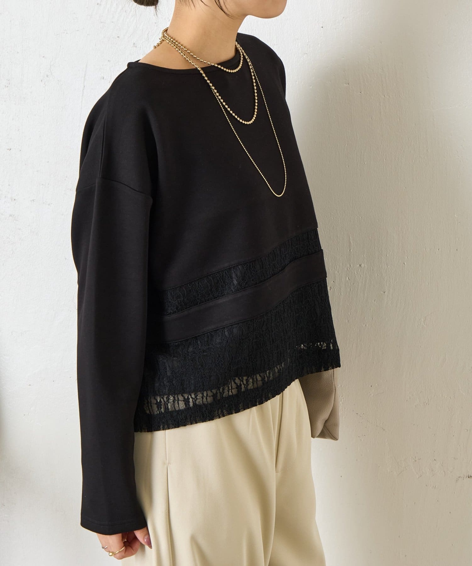 Jena　espace merveilleux(ジェナ　エスパスメルヴェイユ) レース切替プルオーバー