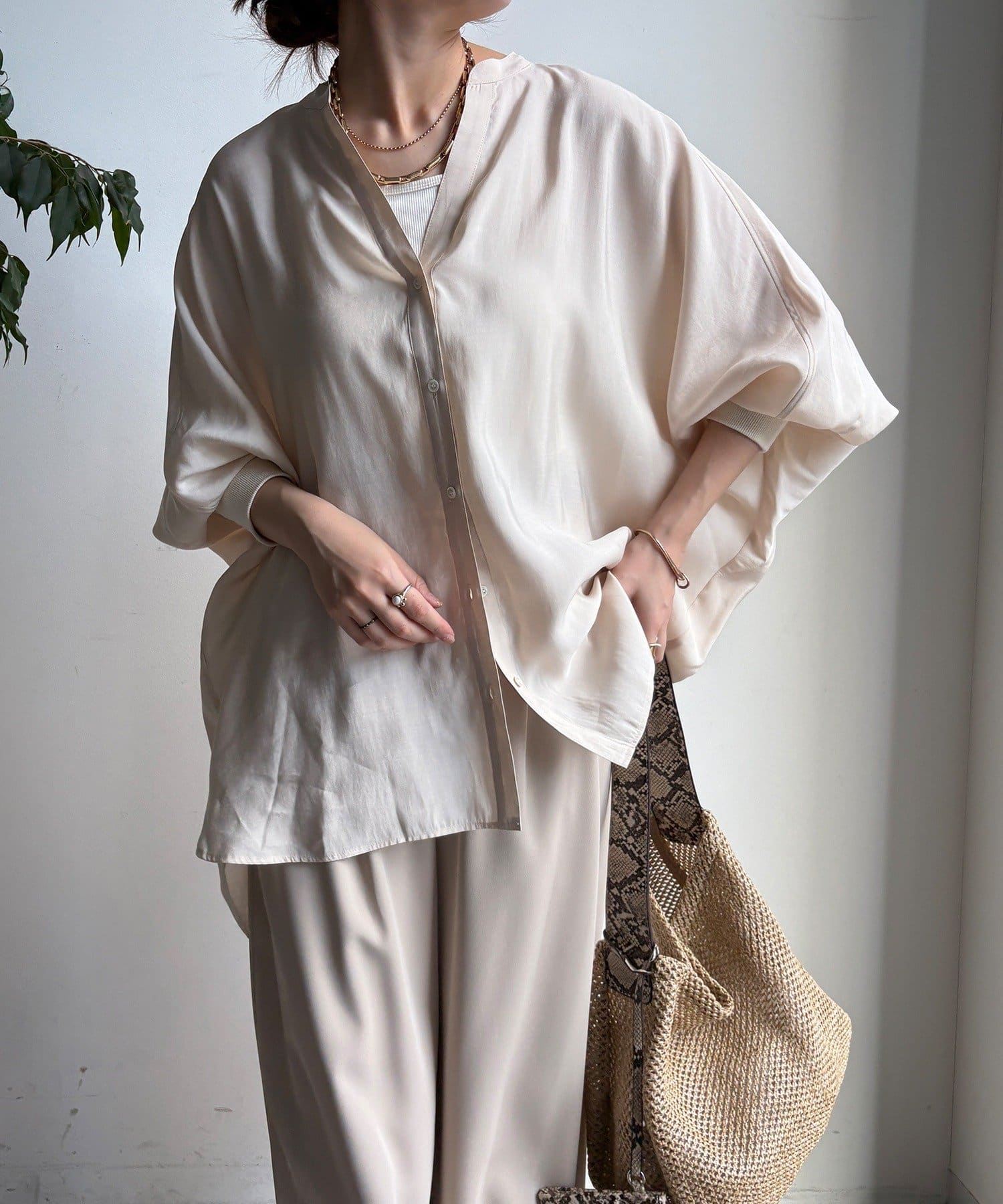 DOUDOU(ドゥドゥ) 袖リブドルマンVVシャツ