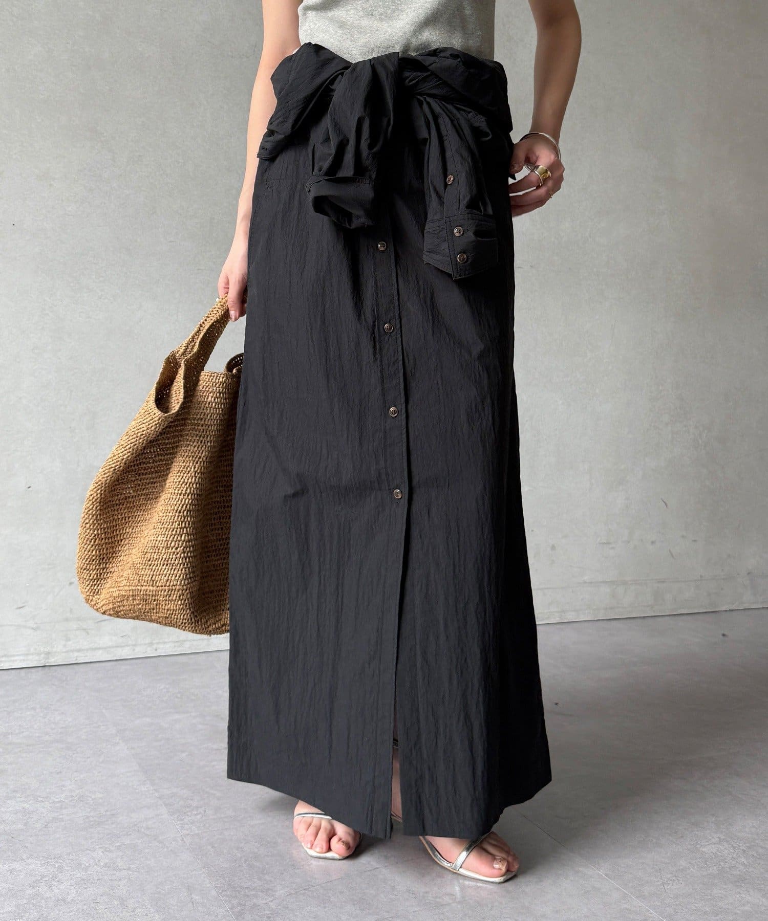 DOUDOU(ドゥドゥ) 【WEB限定】ワイヤーカラーロングシャツワンピース