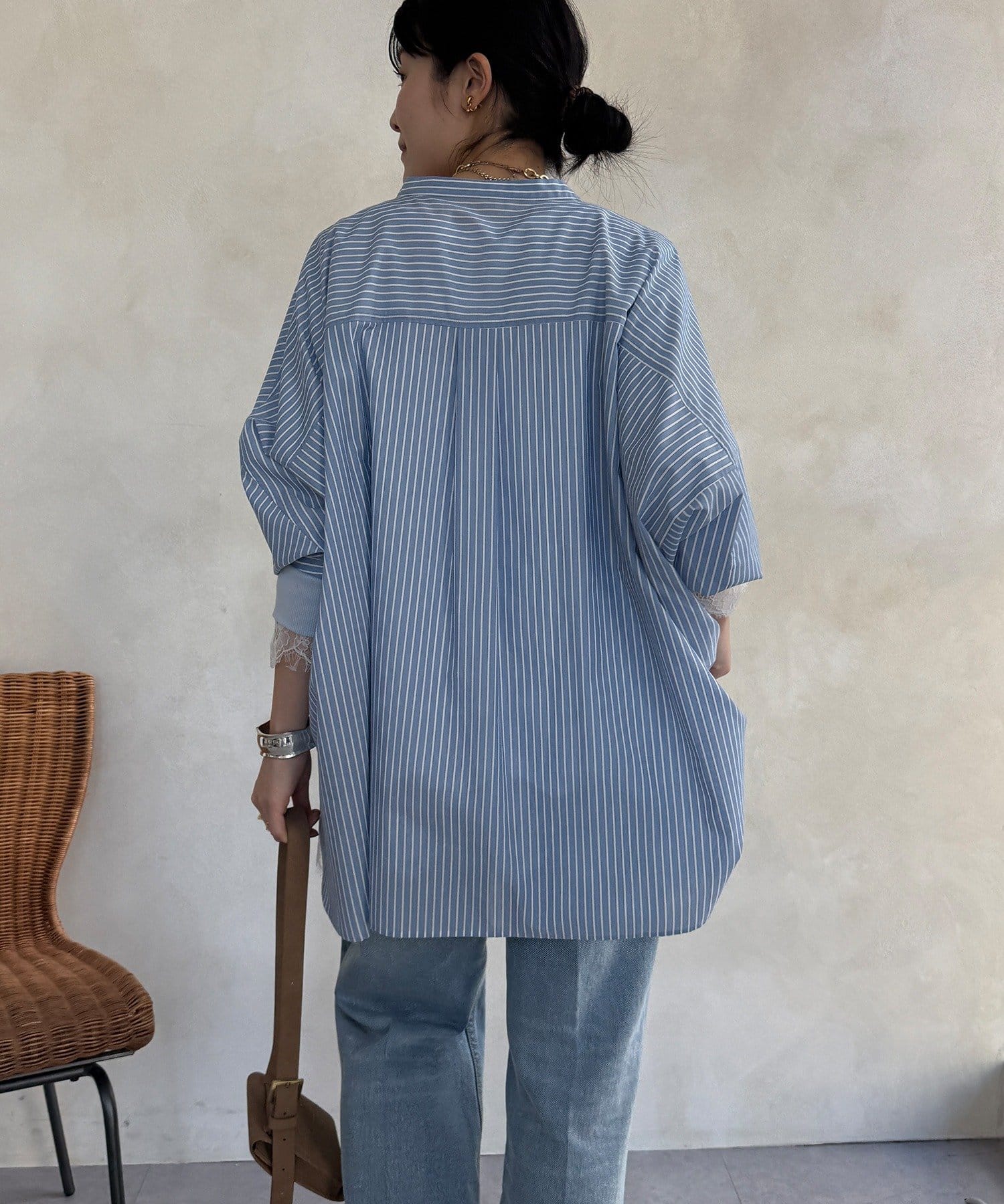 DOUDOU(ドゥドゥ) ストライプドルマンVVシャツ