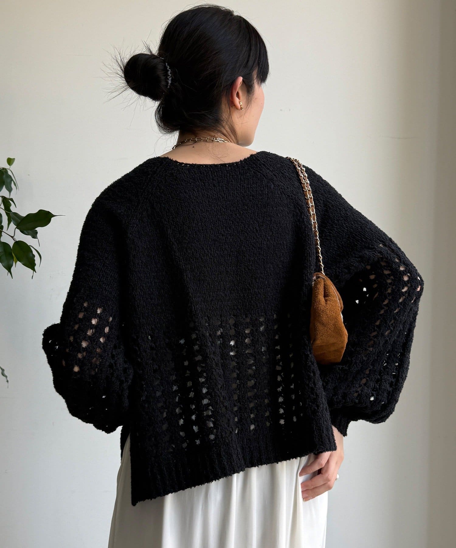 DOUDOU(ドゥドゥ) 【WEB限定】メッシュ編みニットプルオーバー