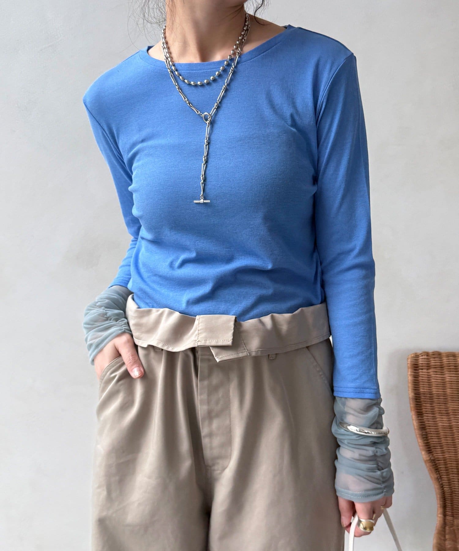 DOUDOU(ドゥドゥ) 【WEB限定】袖シャーリングデザインプルオーバー