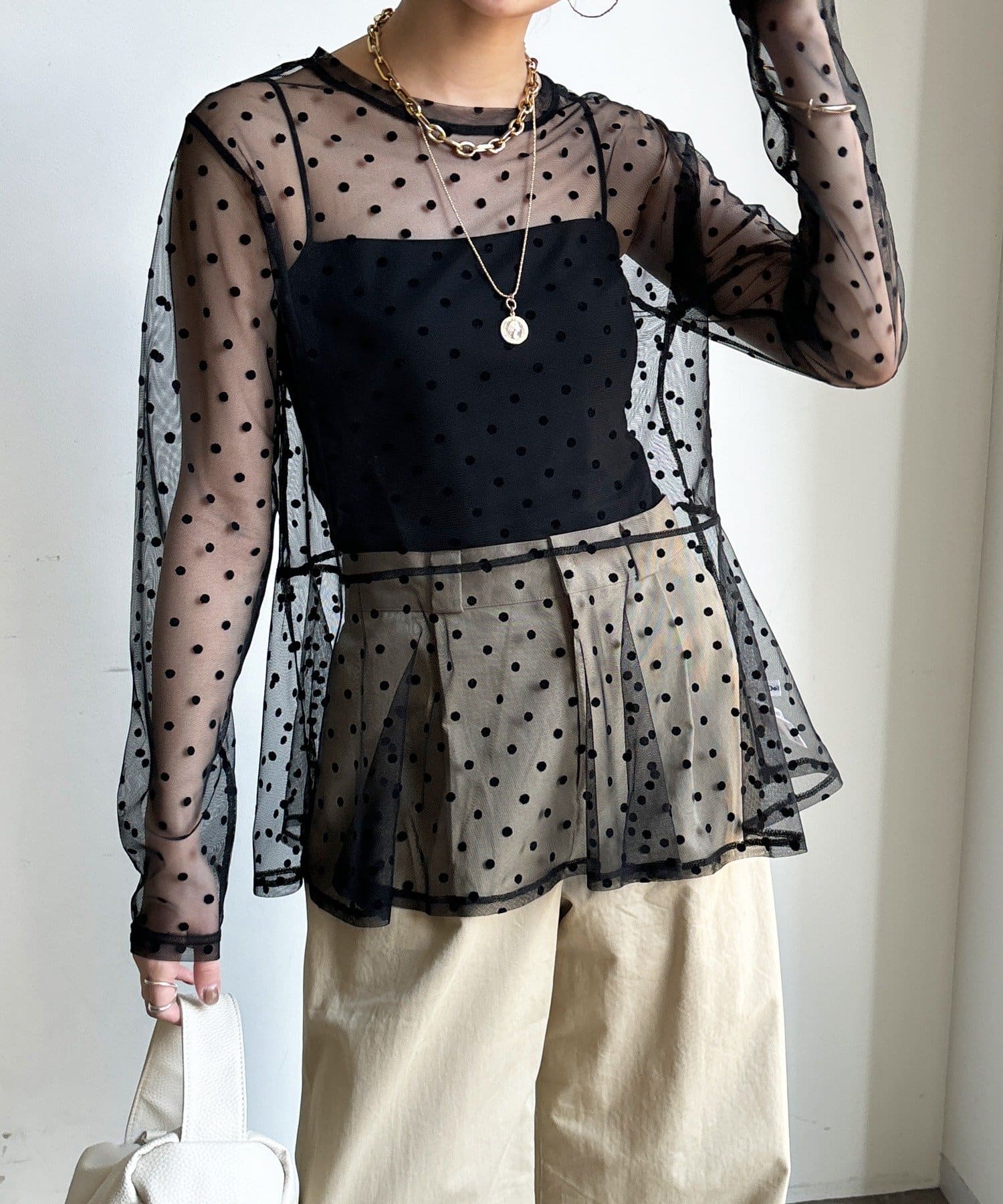 WEB限定】ドットチュールチュニック | DOUDOU(ドゥドゥ)レディース