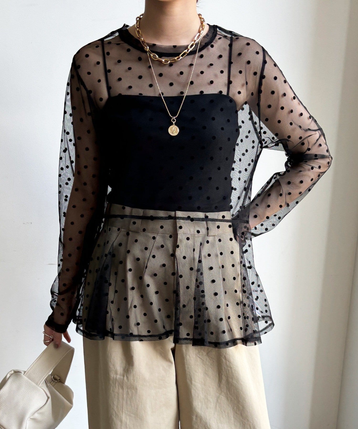 DOUDOU(ドゥドゥ) 【WEB限定】ドットチュールチュニック