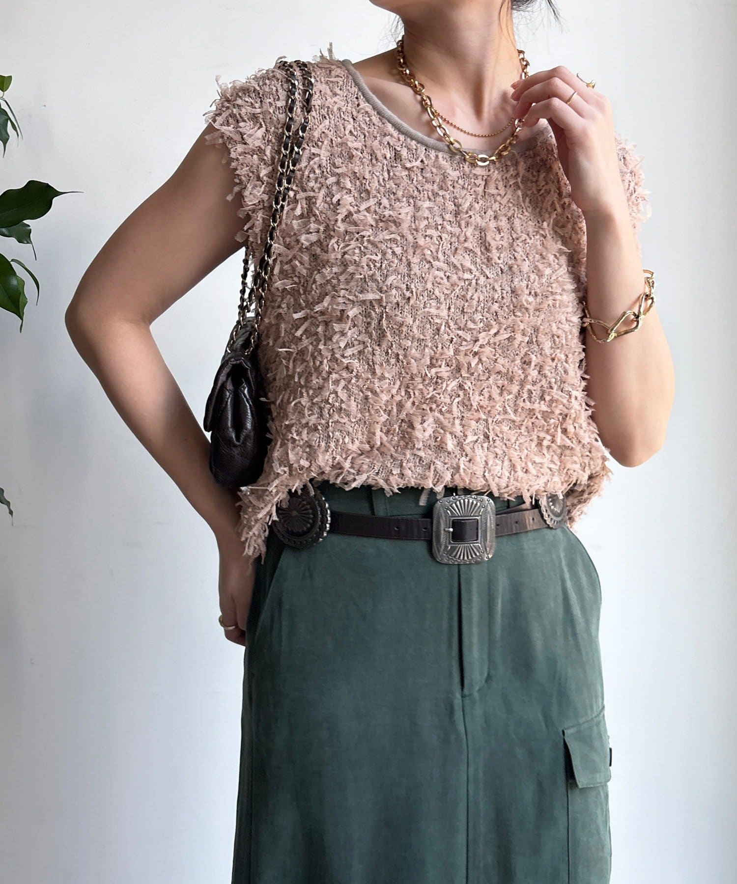 DOUDOU(ドゥドゥ) 【WEB限定】チュールヤーンニットベスト