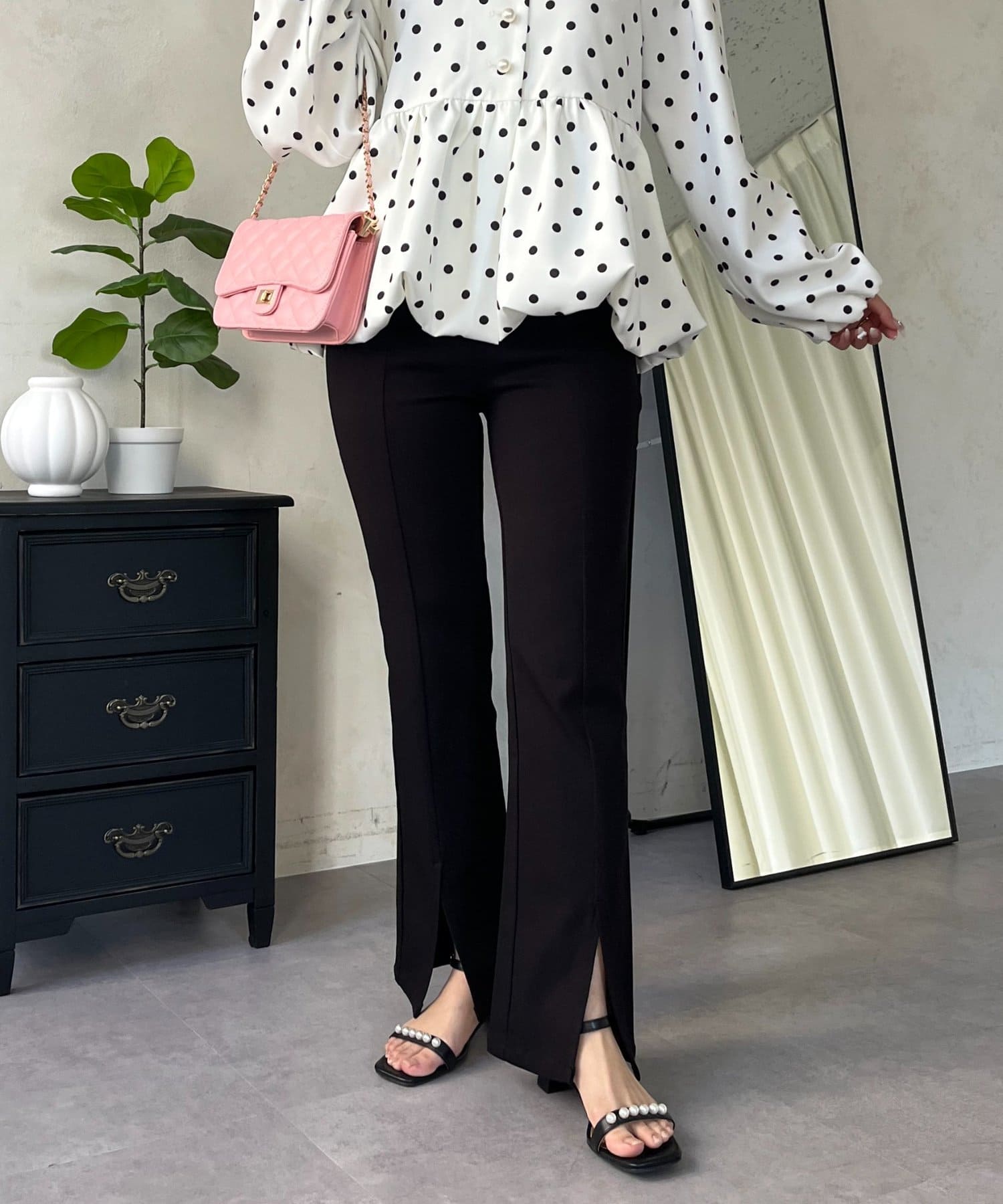 prose verse(プロズヴェール) 【春服総選挙対象商品】【-3kg見え！】フロントスリットスーパーストレッチパンツ