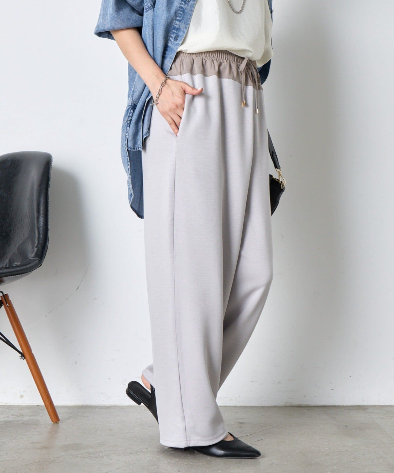 Jena　espace merveilleux(ジェナ　エスパスメルヴェイユ) ウエスト切替配色パンツ