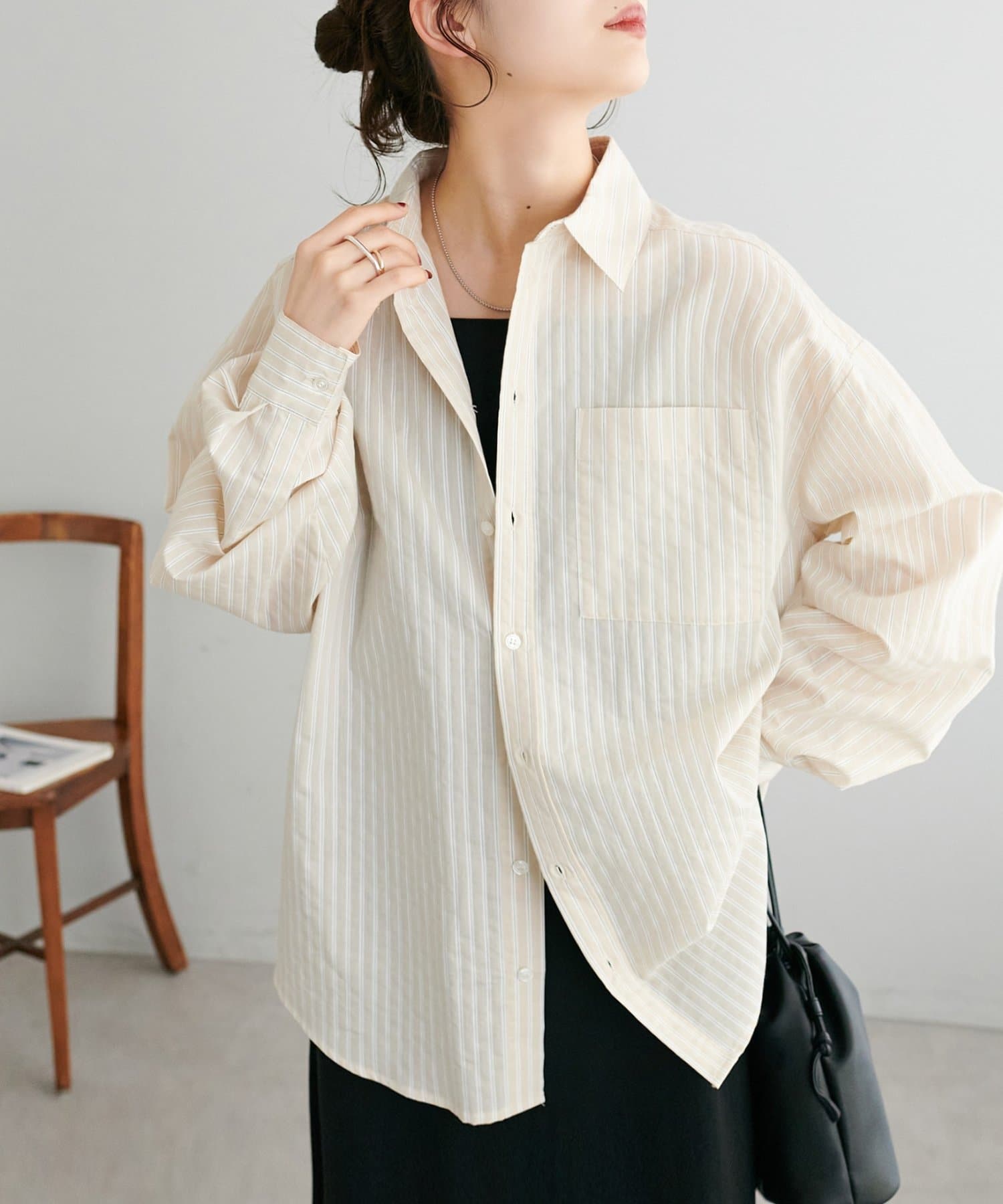 DISCOAT(ディスコート) 【Enlude/ユニセックス】シアーストライプシャツ