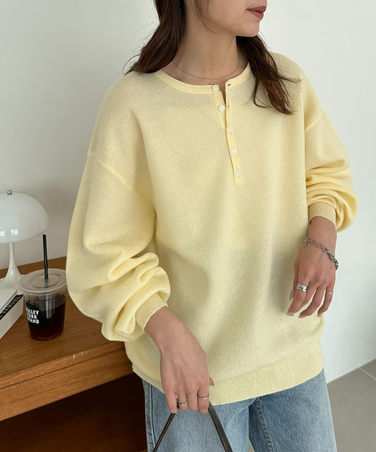 DISCOAT(ディスコート) 【Enlude】スウェットライクヘンリーネックニット《ユニセックス》