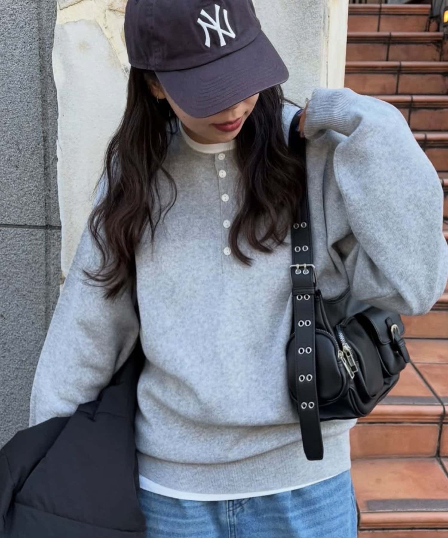 DISCOAT(ディスコート) 【Enlude】スウェットライクヘンリーネックニット《ユニセックス》