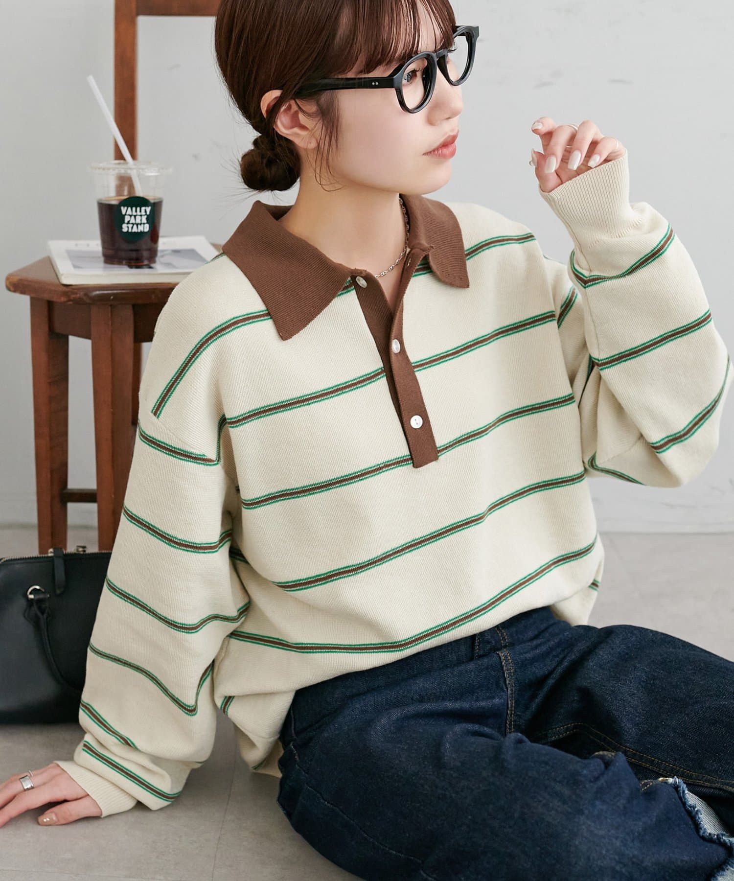 DISCOAT(ディスコート) 【Enlude/ユニセックス】ランダムボーダーニットポロ