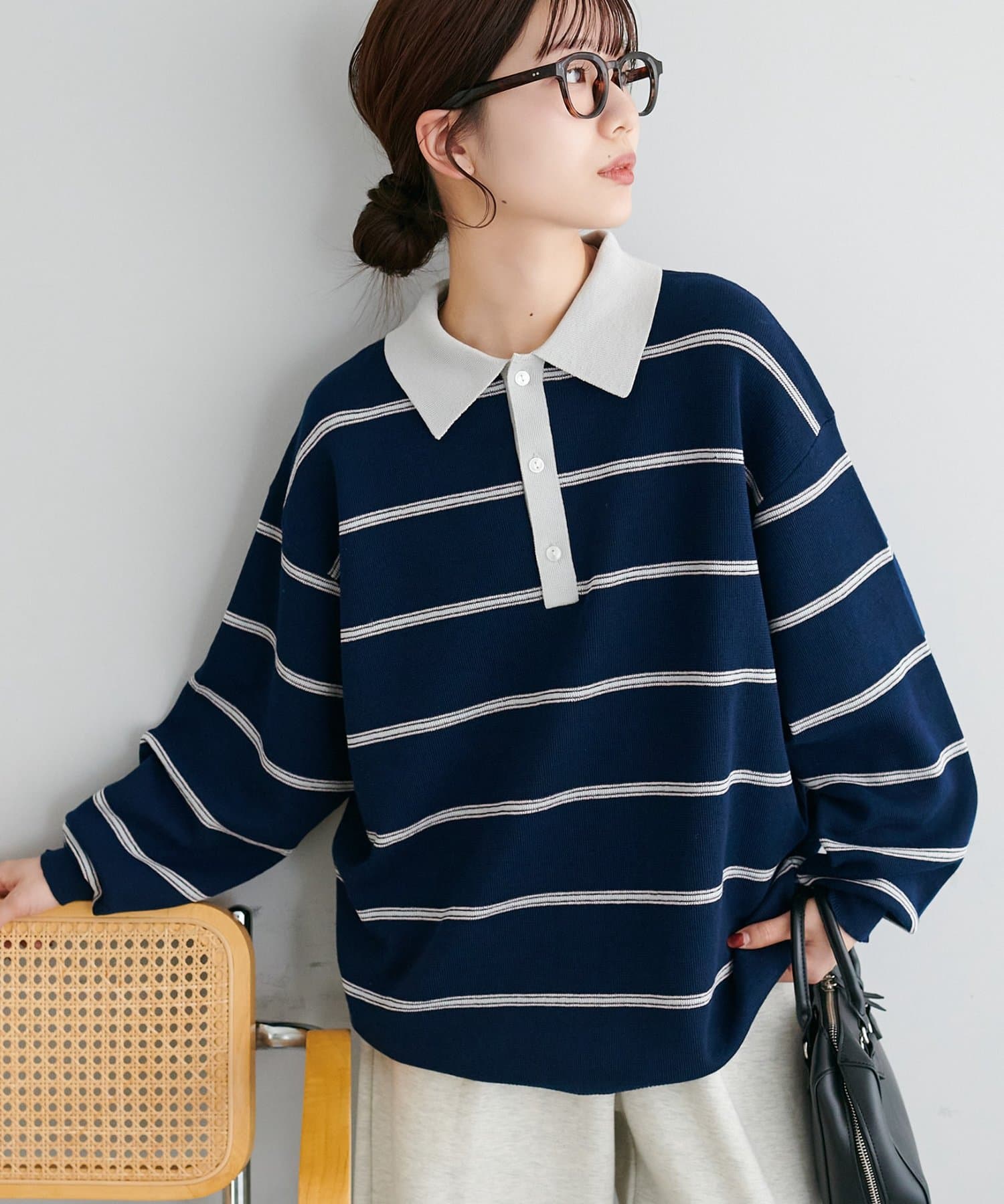 DISCOAT(ディスコート) 【Enlude/ユニセックス】ランダムボーダーニットポロ