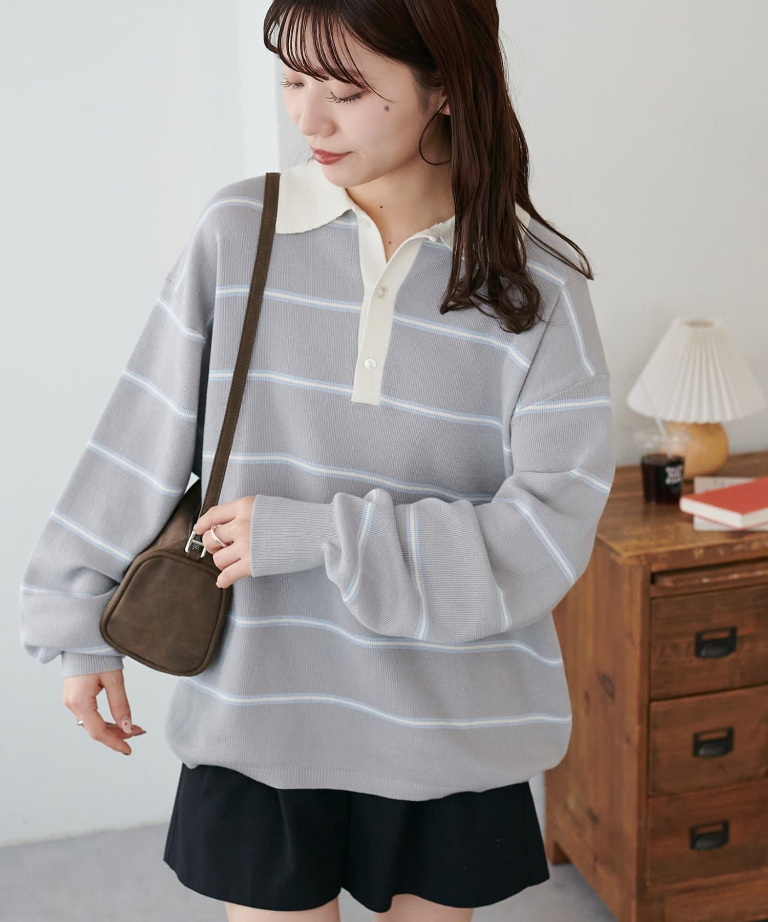 DISCOAT(ディスコート) 【Enlude/ユニセックス】ランダムボーダーニットポロ