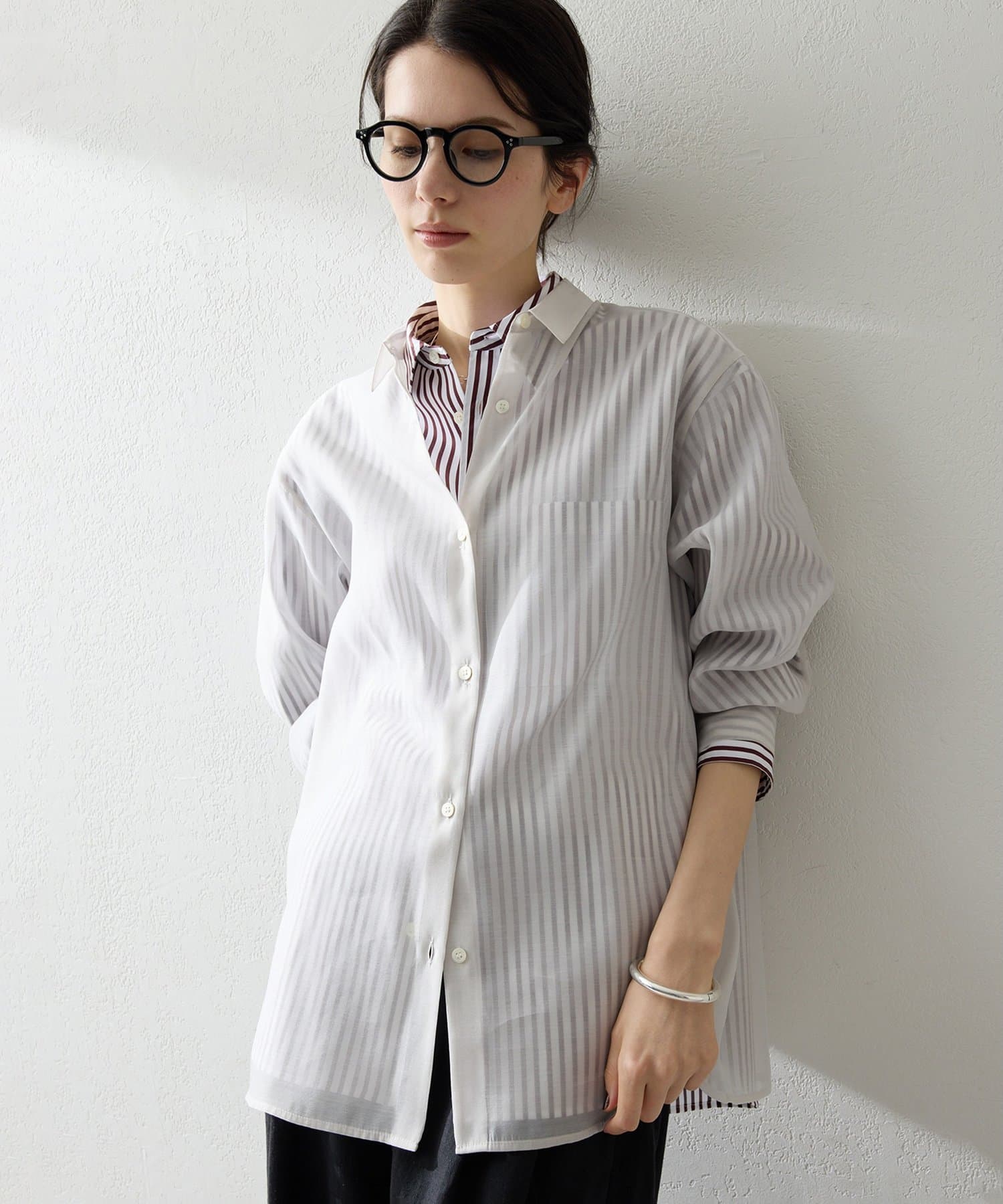 Whim Gazette(ウィム ガゼット) 【THE PAUSE】シアーオーガンジーシャツ