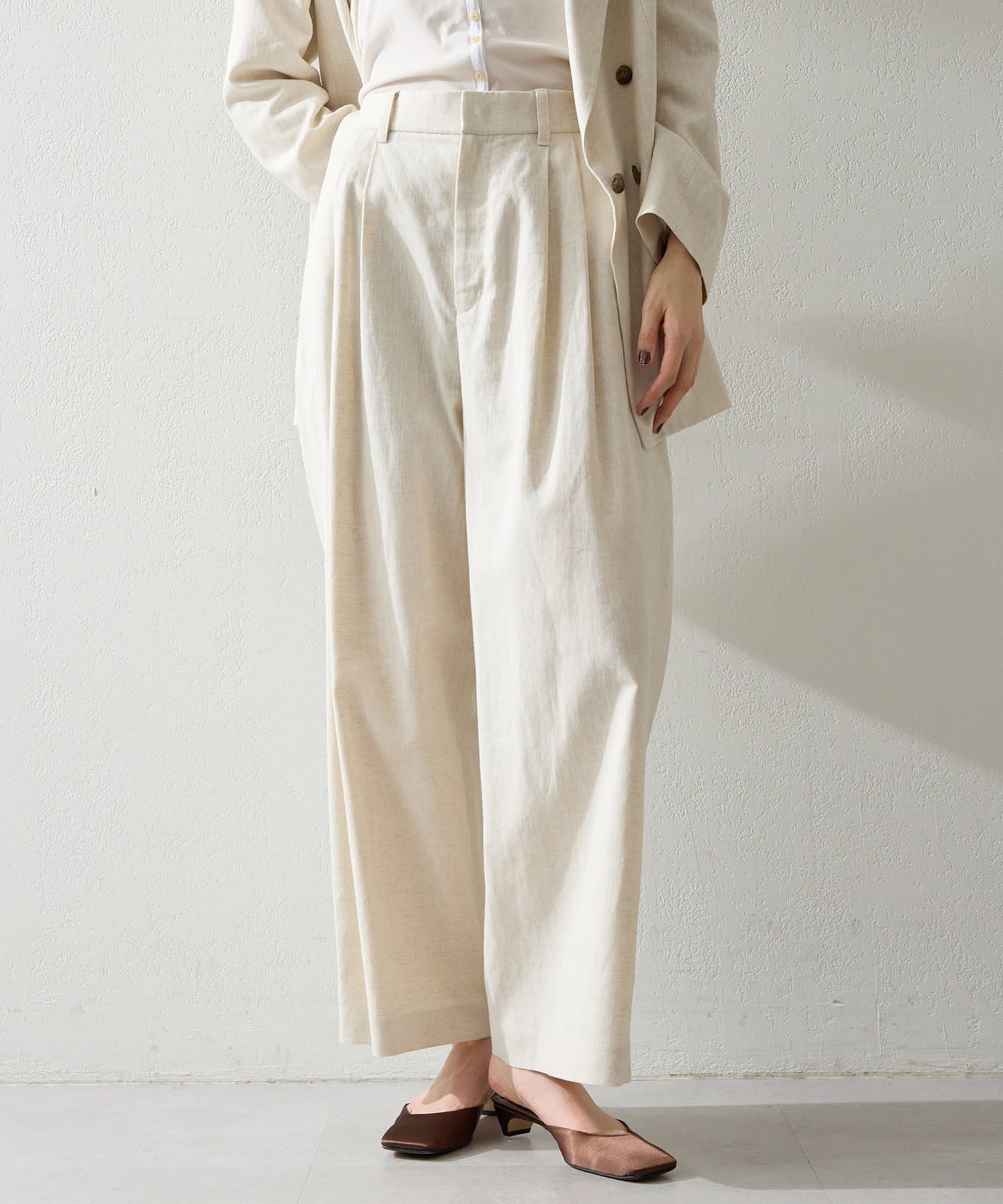 Whim Gazette(ウィム ガゼット) 【THE PAUSE】コットンリネンタックパンツ