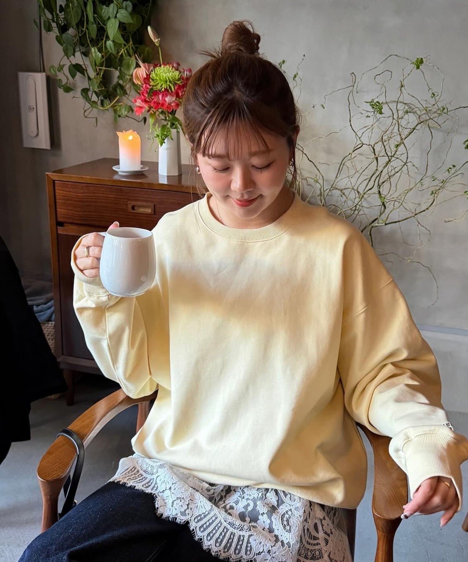 DISCOAT(ディスコート) 【Enlude/春っぽカラー】ワンポイント刺繍カラースウェット《ユニセックス》