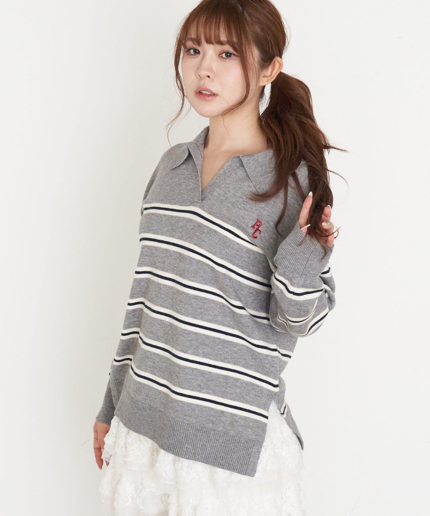 RAY CASSIN(レイカズン) スキッパーマルチボーダーニット