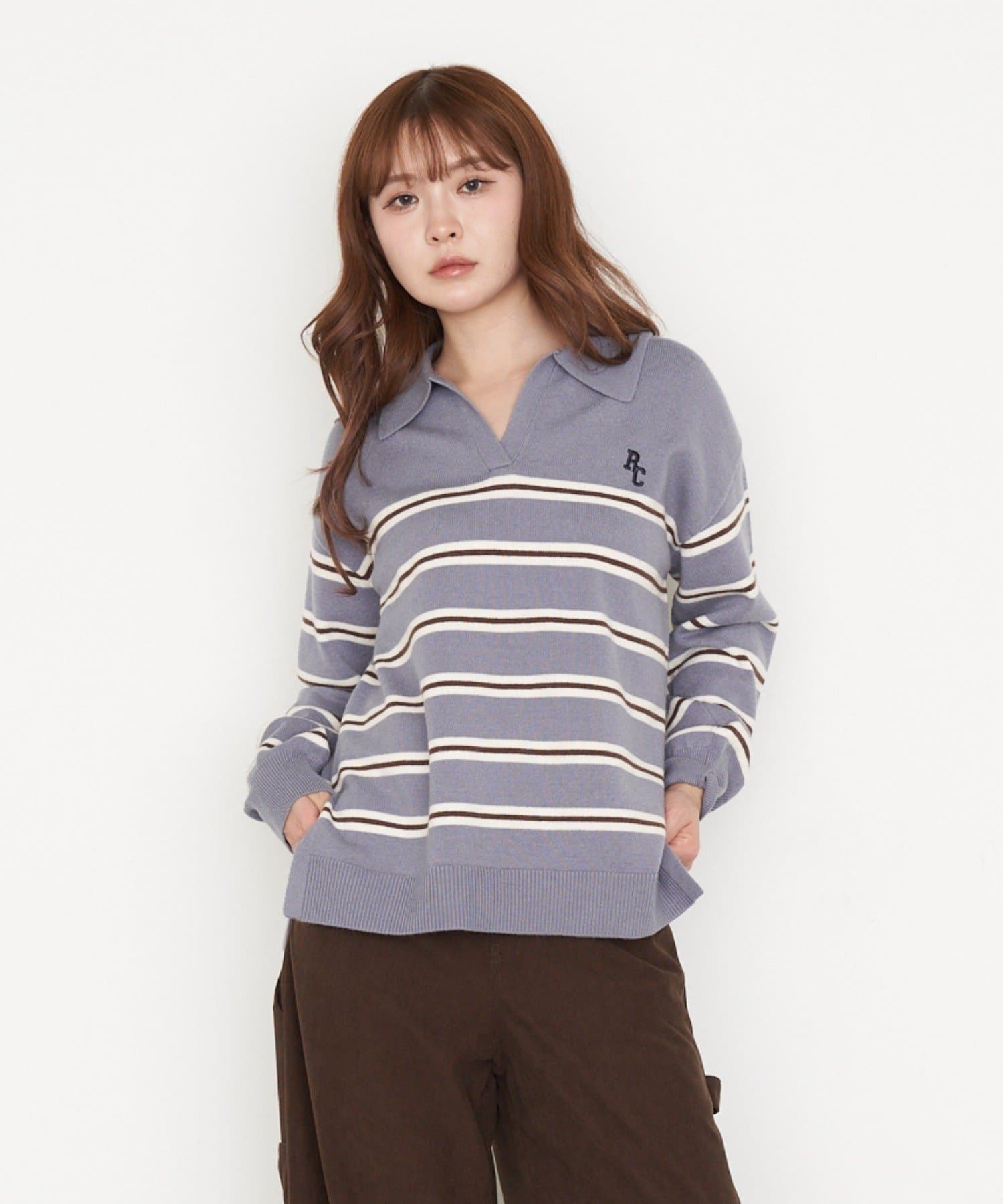 RAY CASSIN(レイカズン) スキッパーマルチボーダーニット