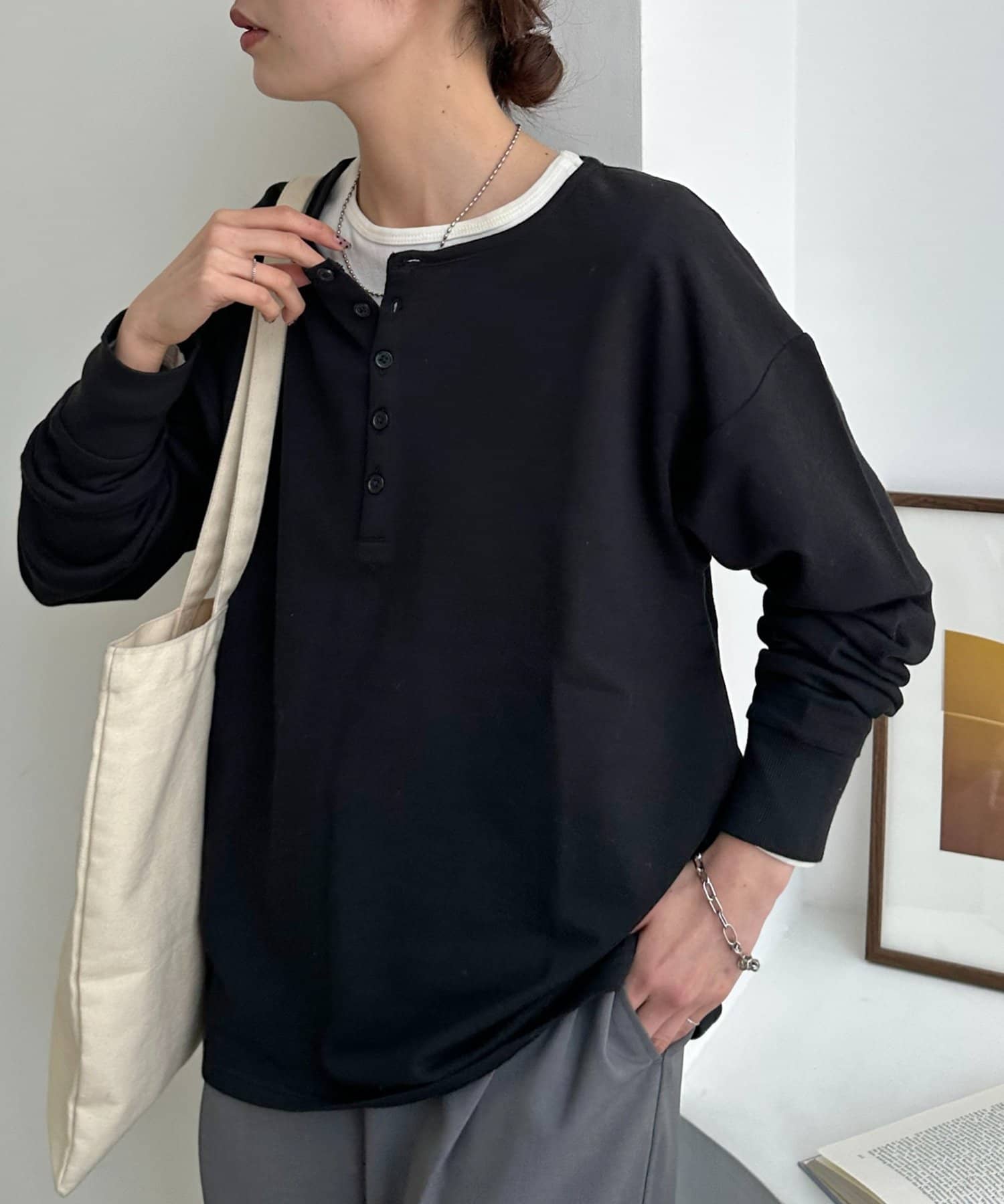 DISCOAT(ディスコート) 【Enlude/これ一枚で決まる◎】シアー裏毛ヘンリーネック