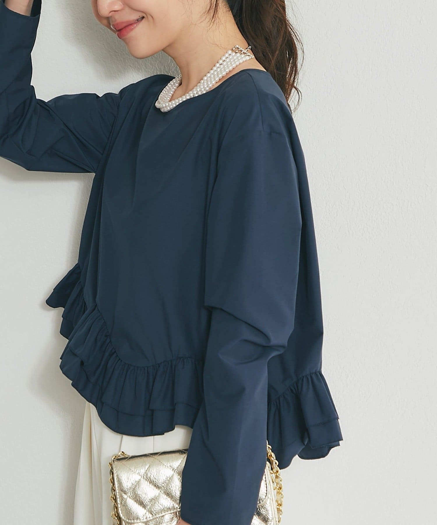 La boutique BonBon(ラブティックボンボン) ランダムヘムペプラムブラウス