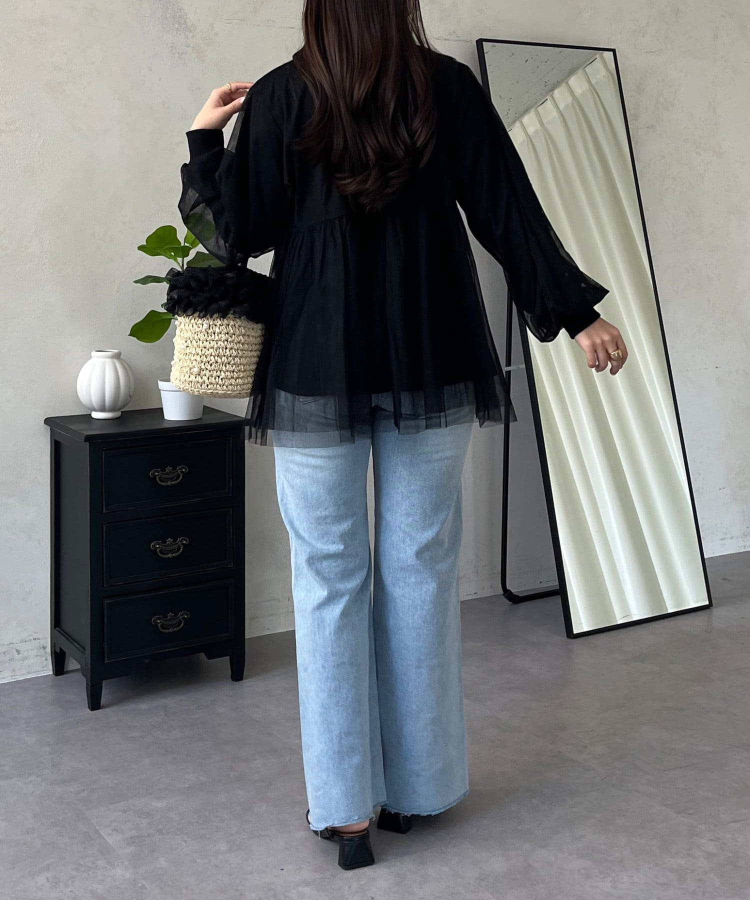 prose verse(プロズヴェール) チュールレイヤードペプラムカットカーディガン