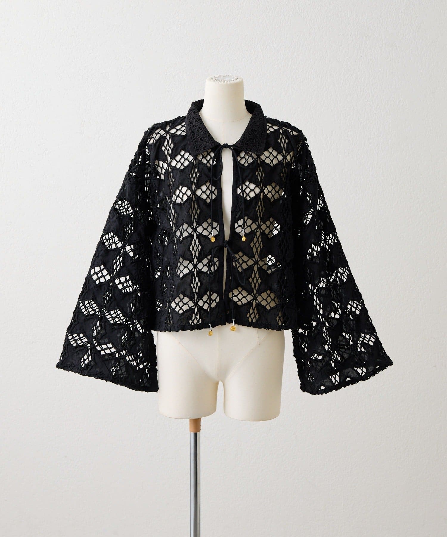 ear PAPILLONNER(イア パピヨネ) 《綿100％/透け感/吸湿性》インドレースシャツカーデ【SUM1 STYLE(スミスタイル)】