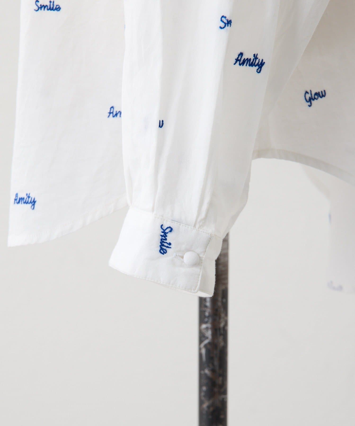 ear PAPILLONNER(イア パピヨネ) 《本体綿100％/透け感あり》ロゴ刺しゅうシャツ【SUM1 STYLE(スミスタイル)】