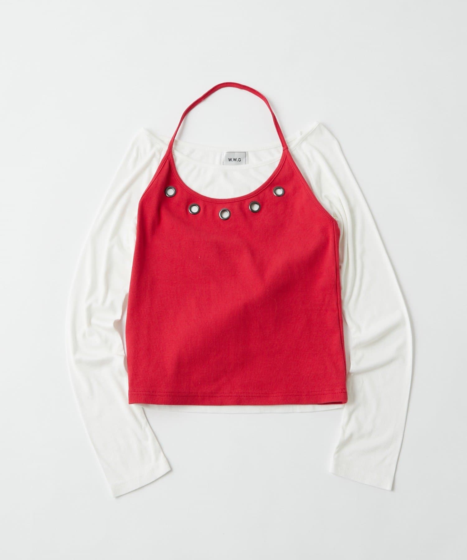 WHO’S WHO gallery(フーズフーギャラリー) EYELET HALTER LAYERED TOPS