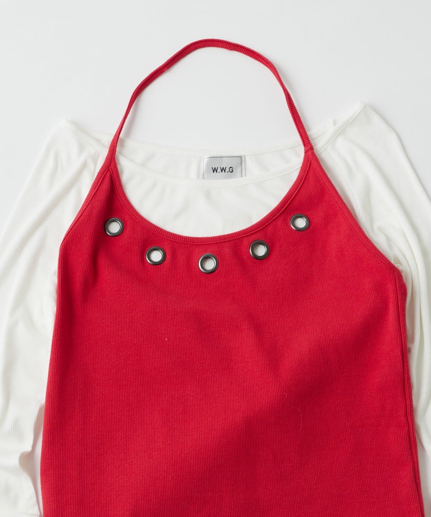 WHO’S WHO gallery(フーズフーギャラリー) EYELET HALTER LAYERED TOPS