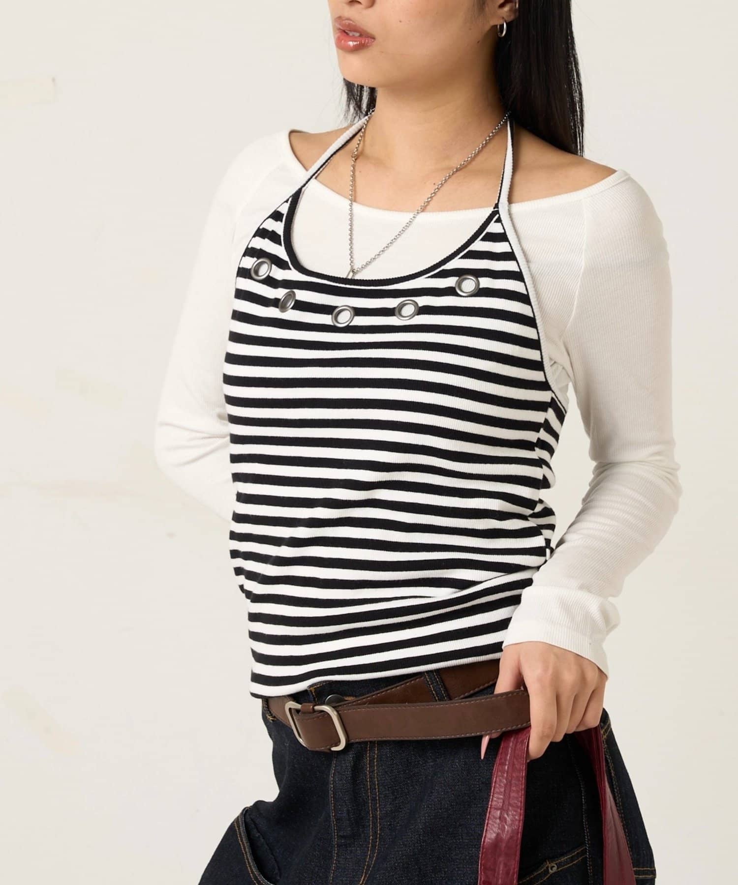 WHO’S WHO gallery(フーズフーギャラリー) EYELET HALTER LAYERED TOPS