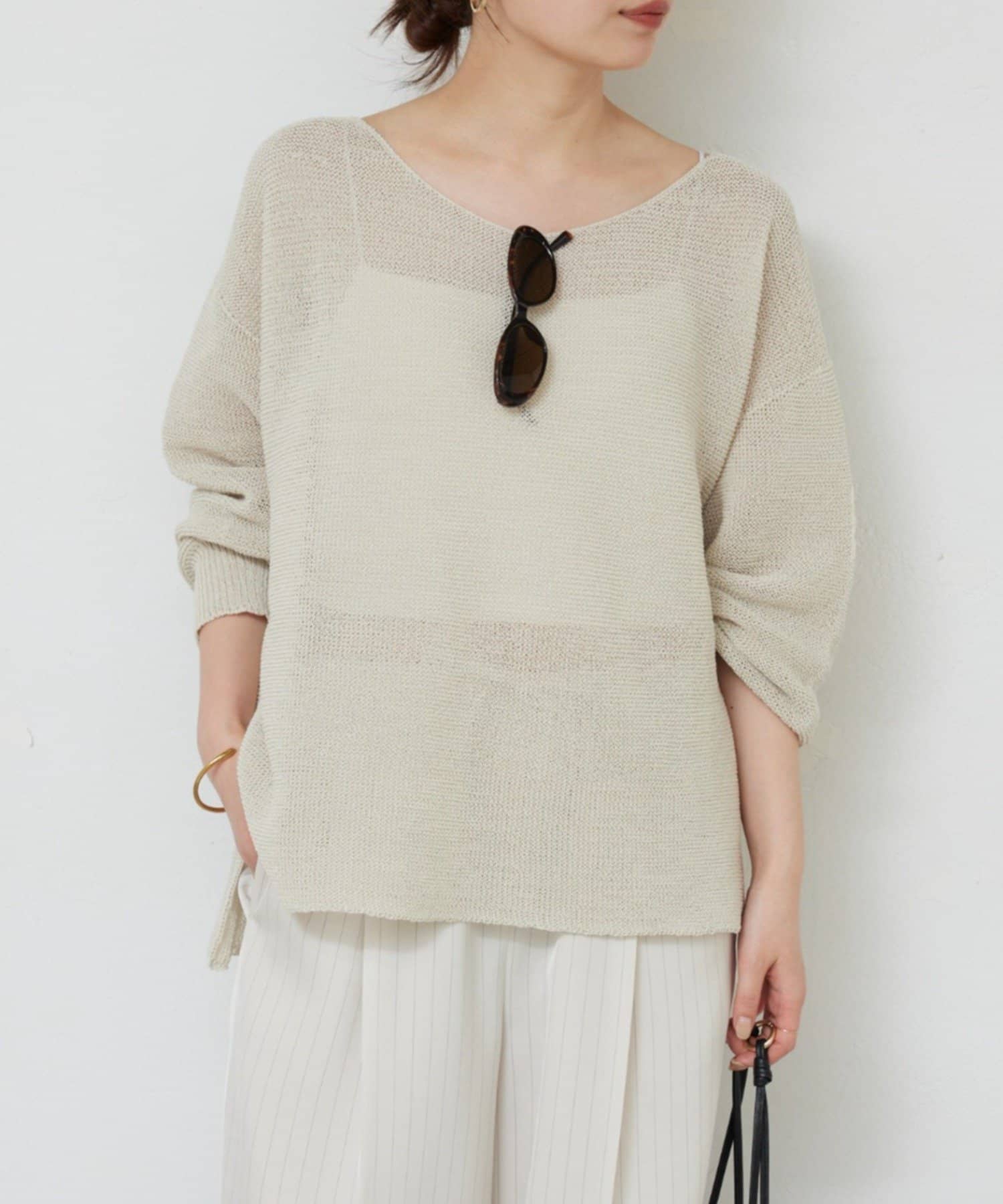 GALLARDAGALANTE(ガリャルダガランテ) 【近日予約開始】【春夏の必需品！】ペーパーヤーンメッシュニット