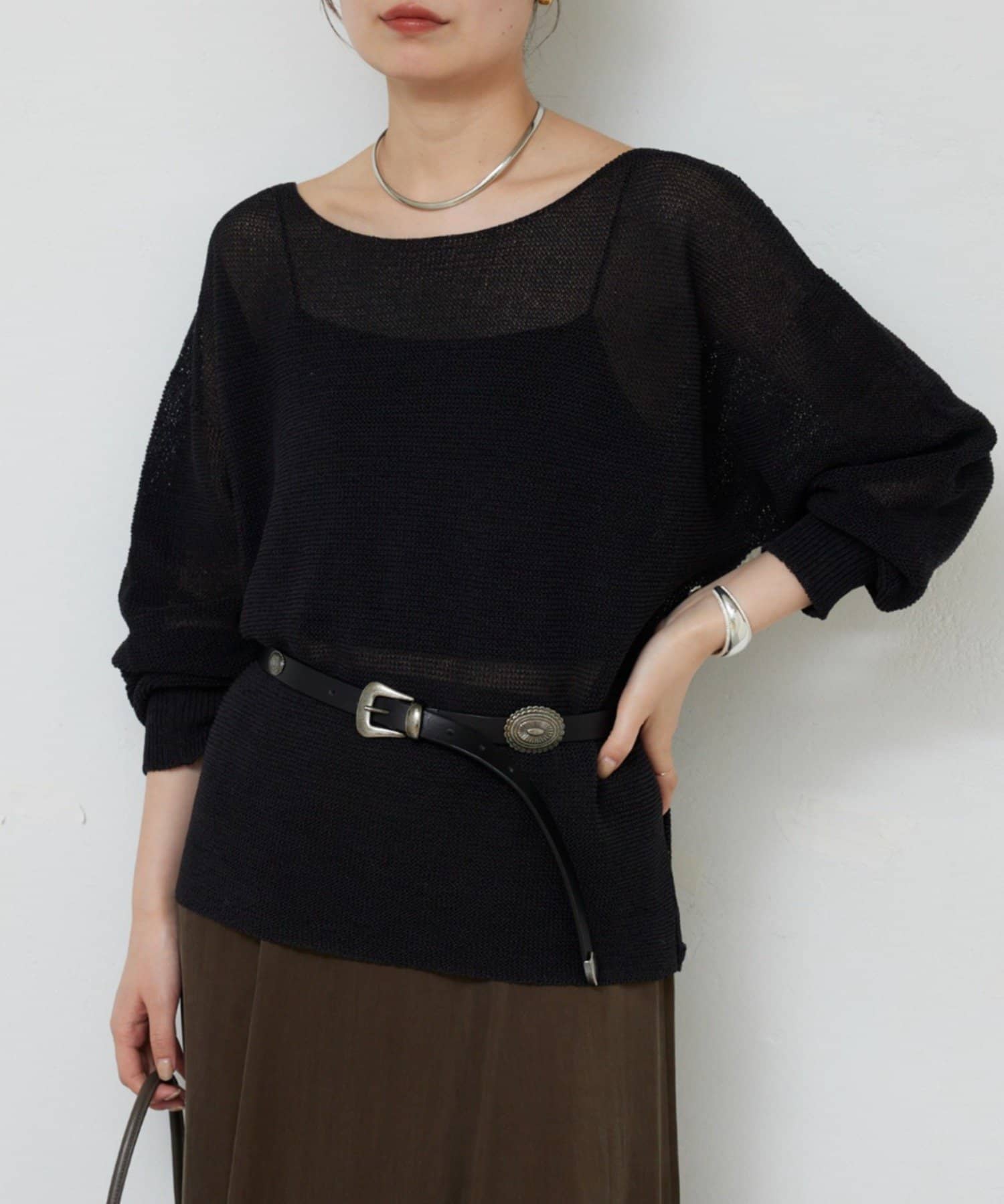 GALLARDAGALANTE(ガリャルダガランテ) 【近日予約開始】【春夏の必需品！】ペーパーヤーンメッシュニット